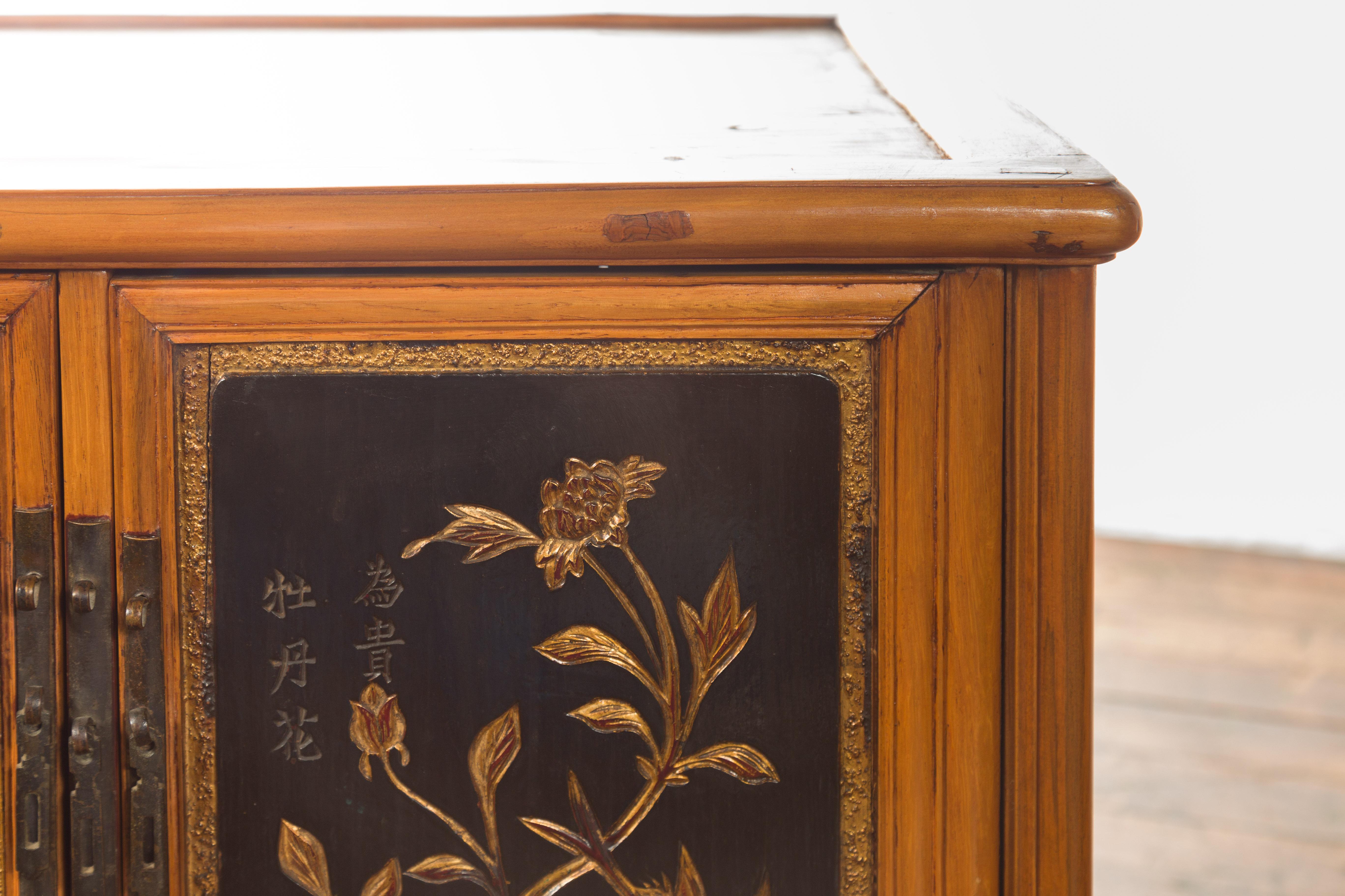Two Chinese Qing Dynasty Fruitwood Side Cabinets with Carved Décor, Sold Each For Sale 11