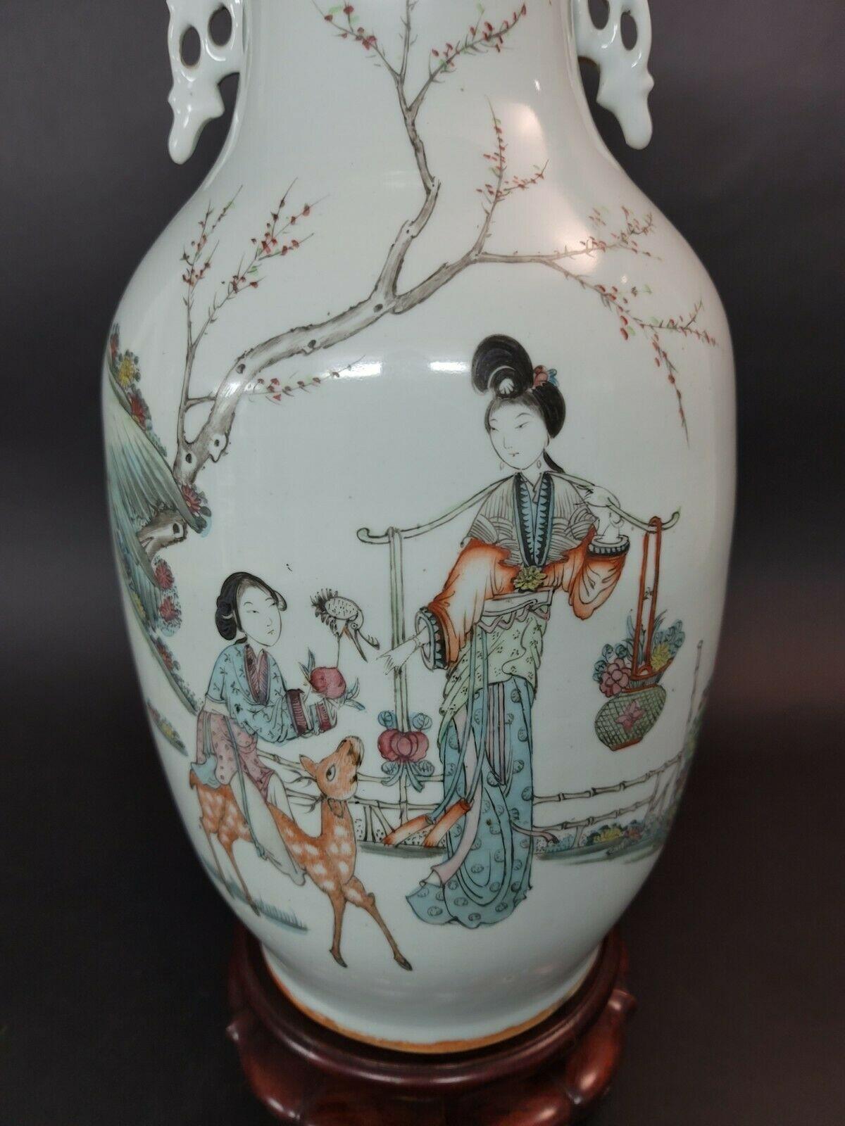 Early 20th Century Two Chinese Republic Period Handled Vases For Sale