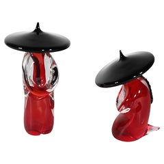 Two Chinese Sommeroso  Art Glass Figures  att. to Formia Vetri Di Murano 1970/80