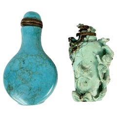 Antique Two Chinese Turquoise Snuff Bottles