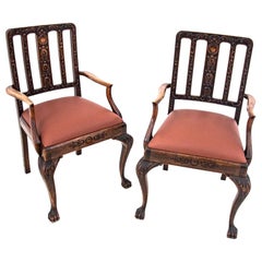 Antique Two Chippendale Style Armchairs, circa 1900