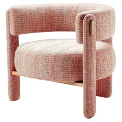 Two Choux Armchair with Bayes Sunset Fabric and Sunshine fabric and wood details
