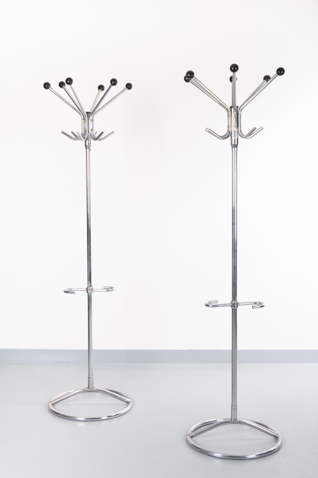 Two Chrome Standing Coatracks, 1960s In Good Condition In Den Haag, NL