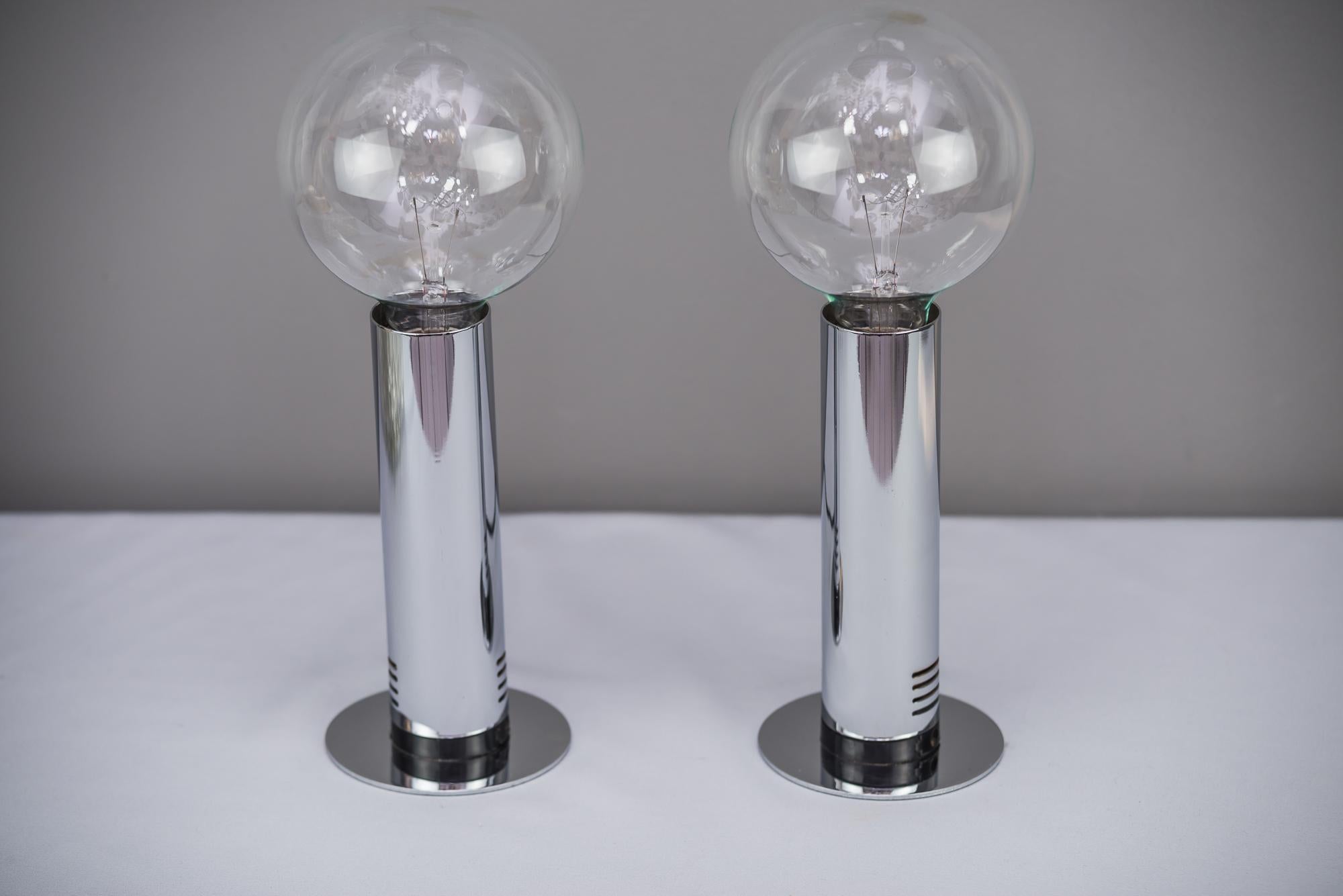 Two chrome table lamps Italy, circa 1970s
Original condition.