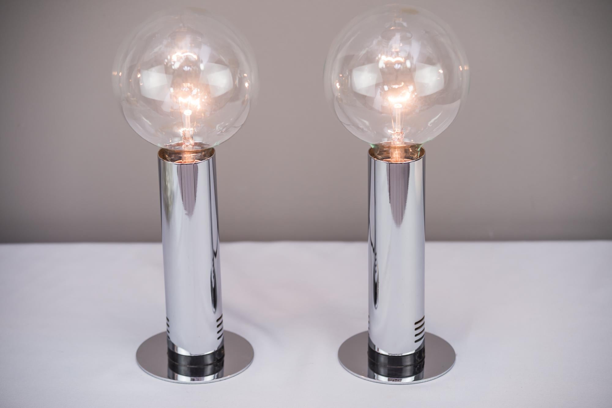 Italian Two Chrome Table Lamps, Italy, circa 1970s For Sale