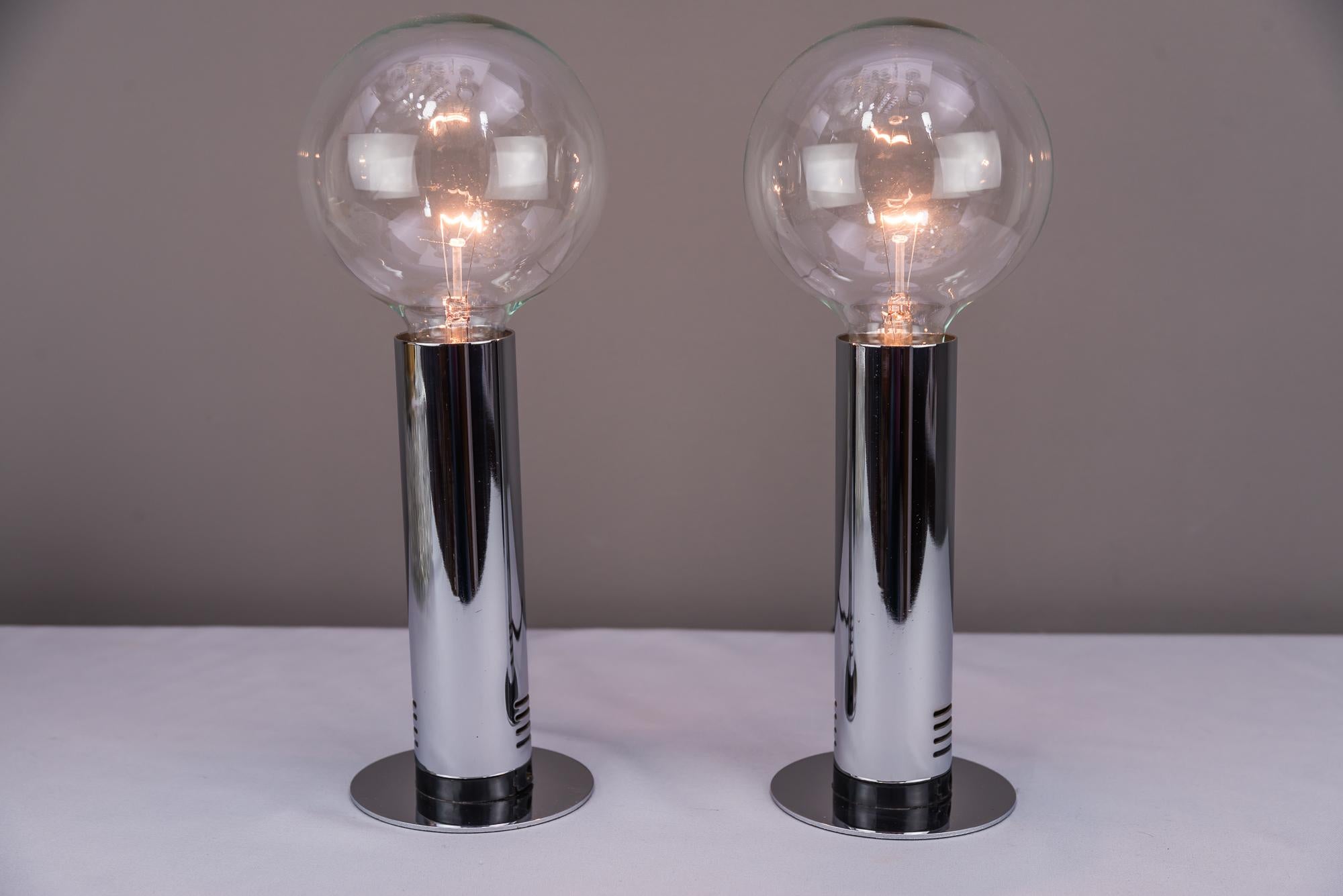 Two Chrome Table Lamps, Italy, circa 1970s For Sale 1