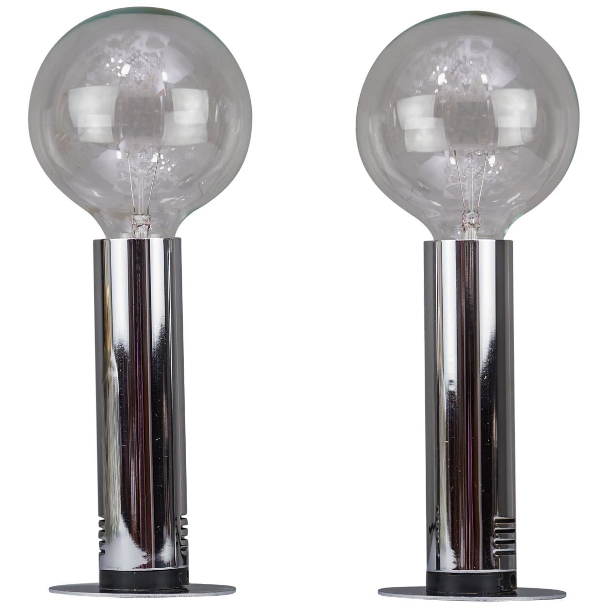 Two Chrome Table Lamps, Italy, circa 1970s For Sale