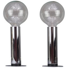 Vintage Two Chrome Table Lamps, Italy, circa 1970s