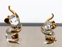 Two Chrystal Glass Murano Elephants, 1980s