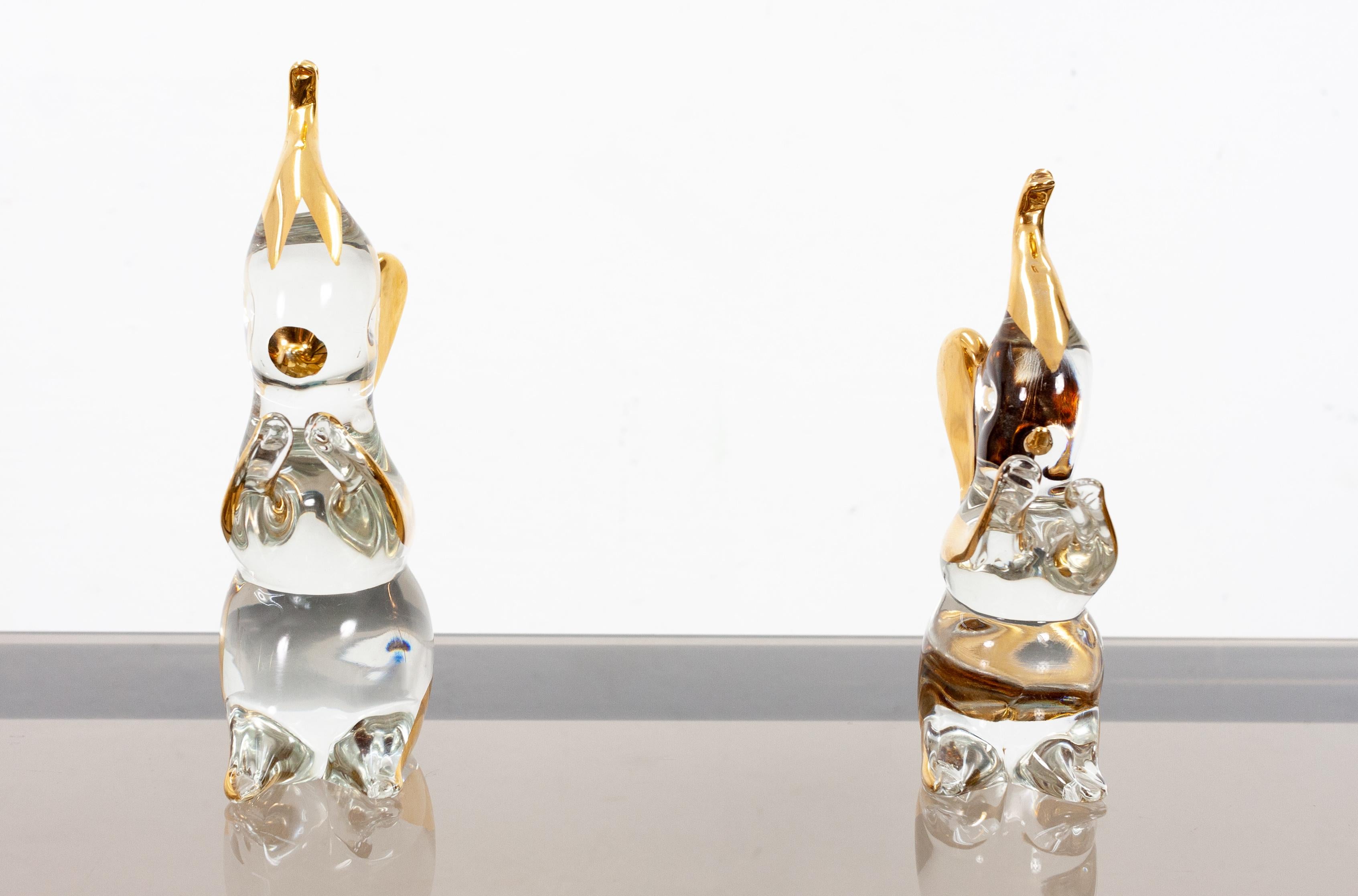 Late 20th Century Two Chrystal Glass Murano Elephants, 1980s For Sale
