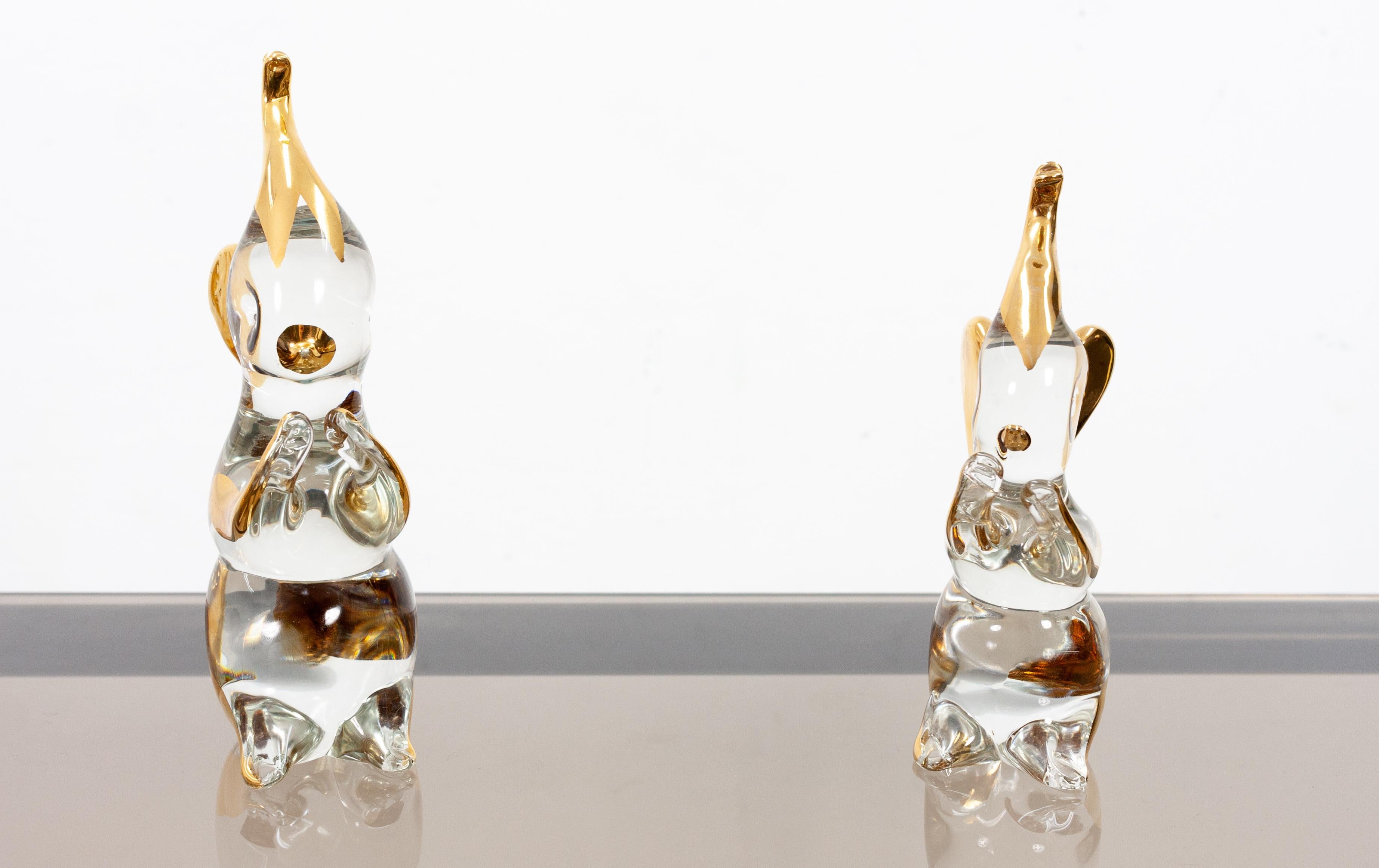 Crystal Two Chrystal Glass Murano Elephants, 1980s For Sale
