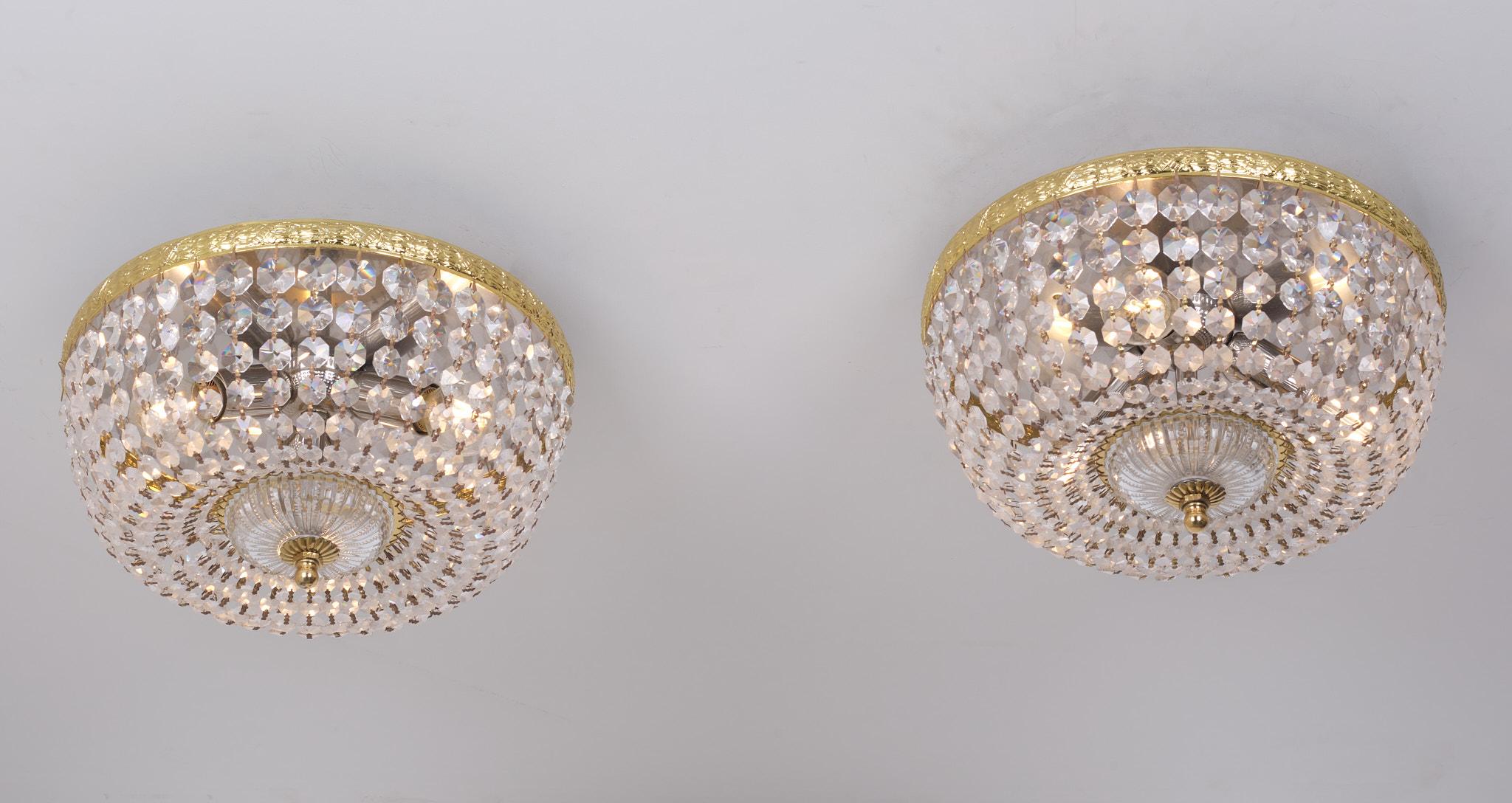 Two Classic Crystal Flush Mounts, France 1970s In Good Condition In Den Haag, NL