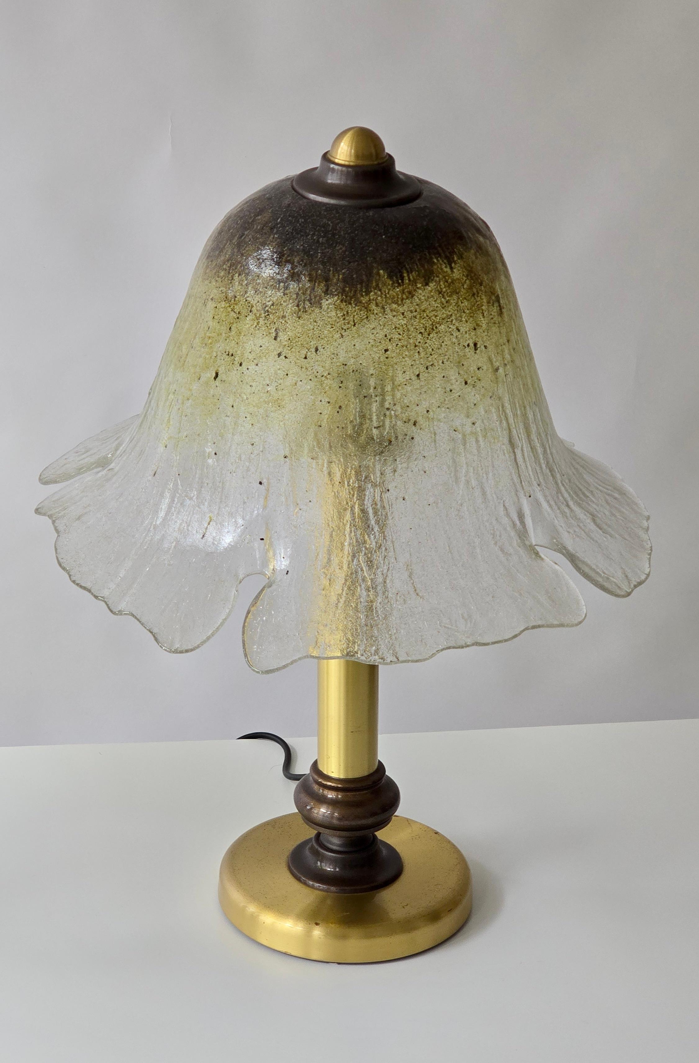 Zwei Classic Pilzlampen aus Eisglas (Messing) im Angebot