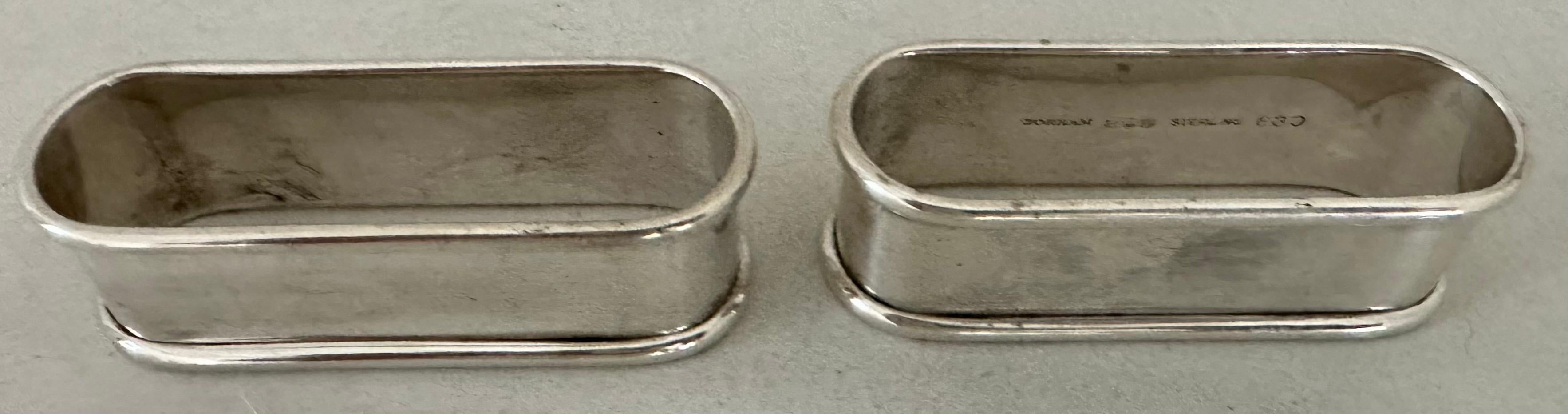 Two Classic Oval Sterling Napkin Rings In Good Condition For Sale In Sheffield, MA