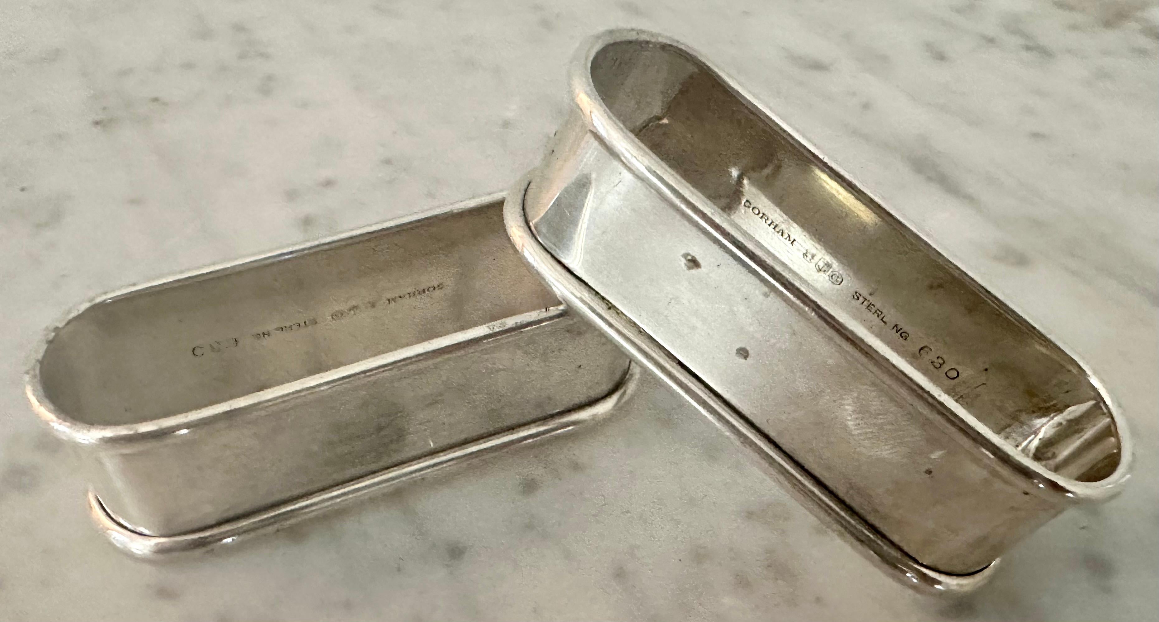 Two Classic Oval Sterling Napkin Rings For Sale 2