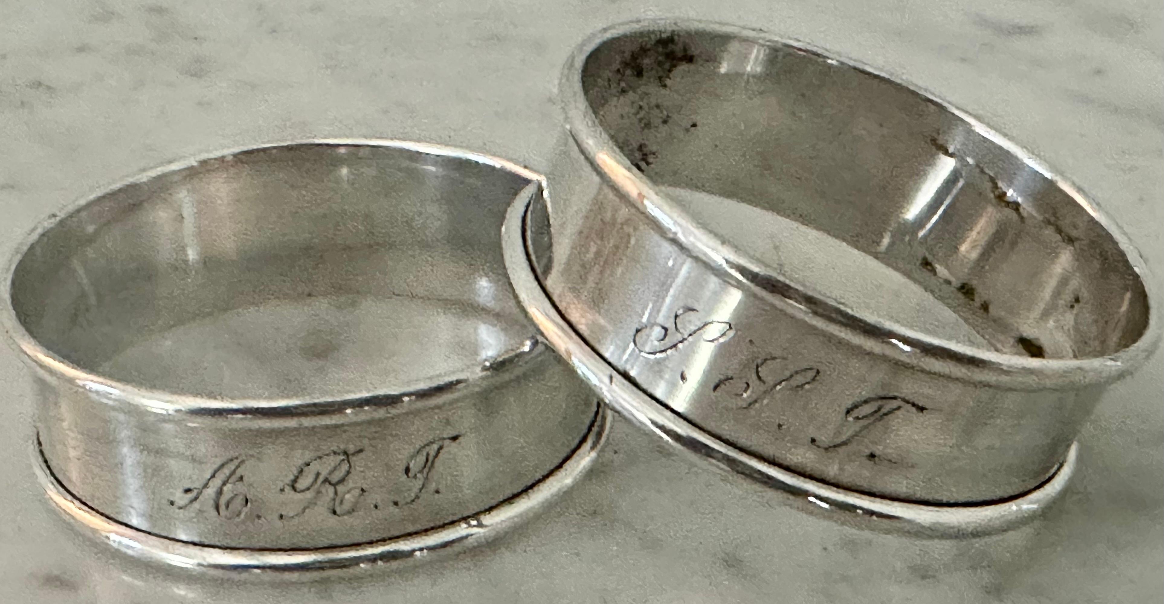 Two Classic Round Sterling Napkin Rings For Sale 4