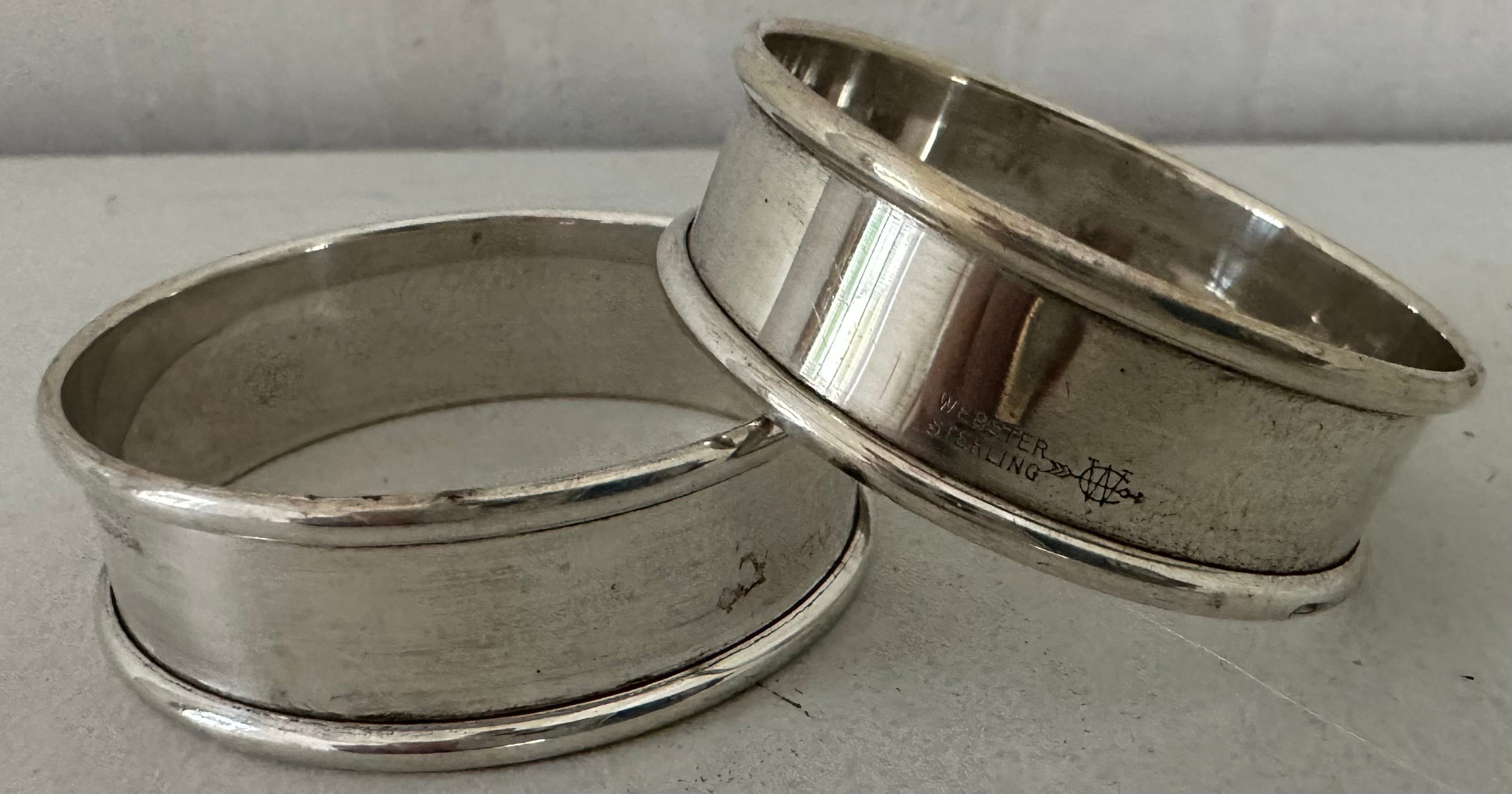Regency Two Classic Round Sterling Napkin Rings For Sale
