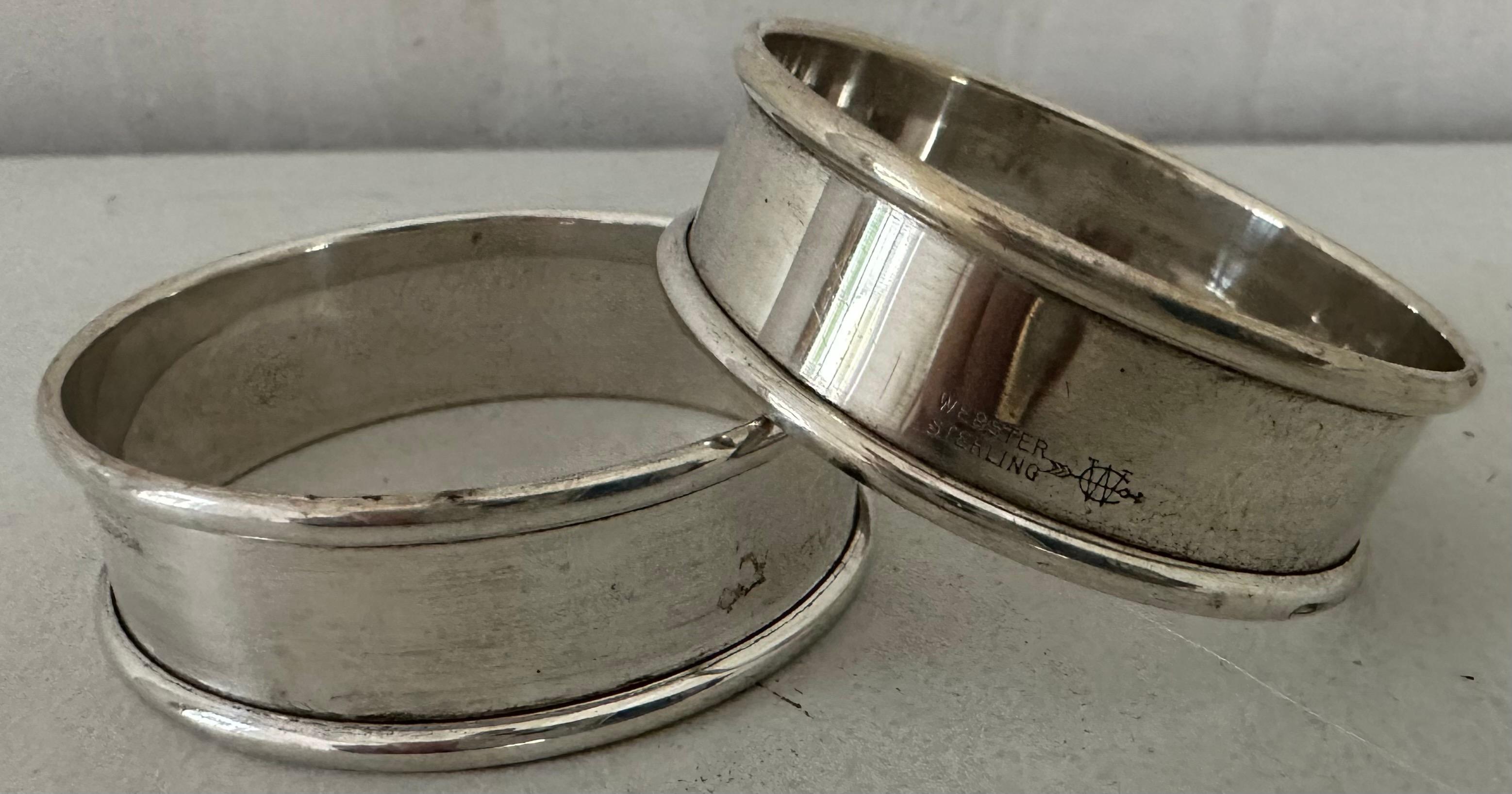 20th Century Two Classic Round Sterling Napkin Rings For Sale
