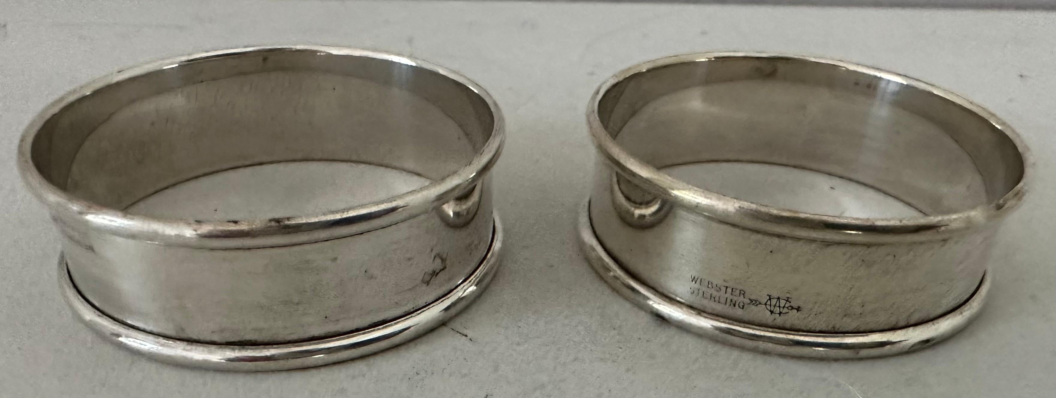 Sterling Silver Two Classic Round Sterling Napkin Rings For Sale