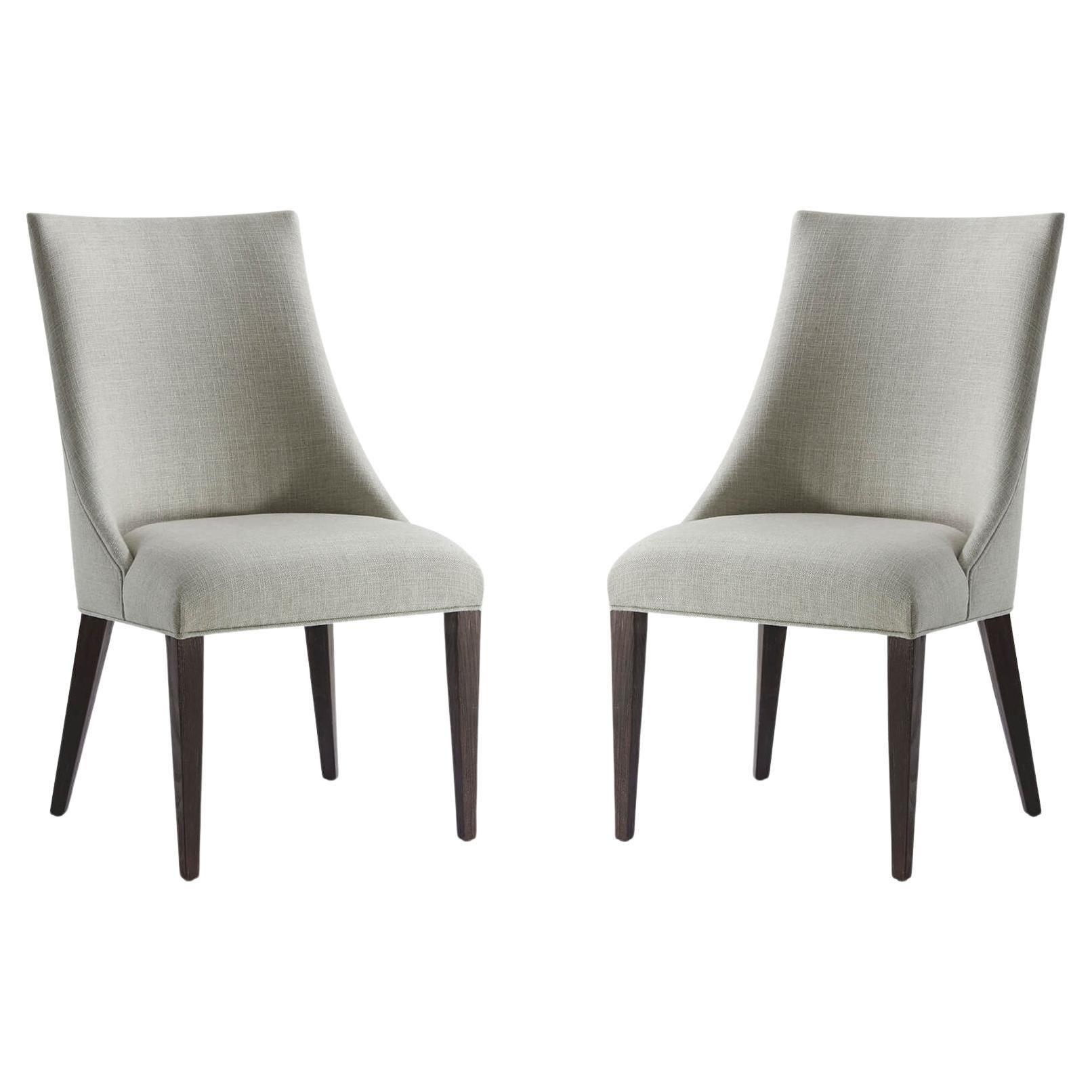 Two Classic Upholstered Scoop Back Side Chairs - Dark Rowan