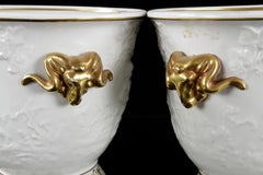 Cache Pots Capodimonte Classical  White Porcelain with Gilt Decoration