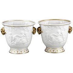 Cache Pots Capodimonte Classical  White Porcelain with Gilt Decoration