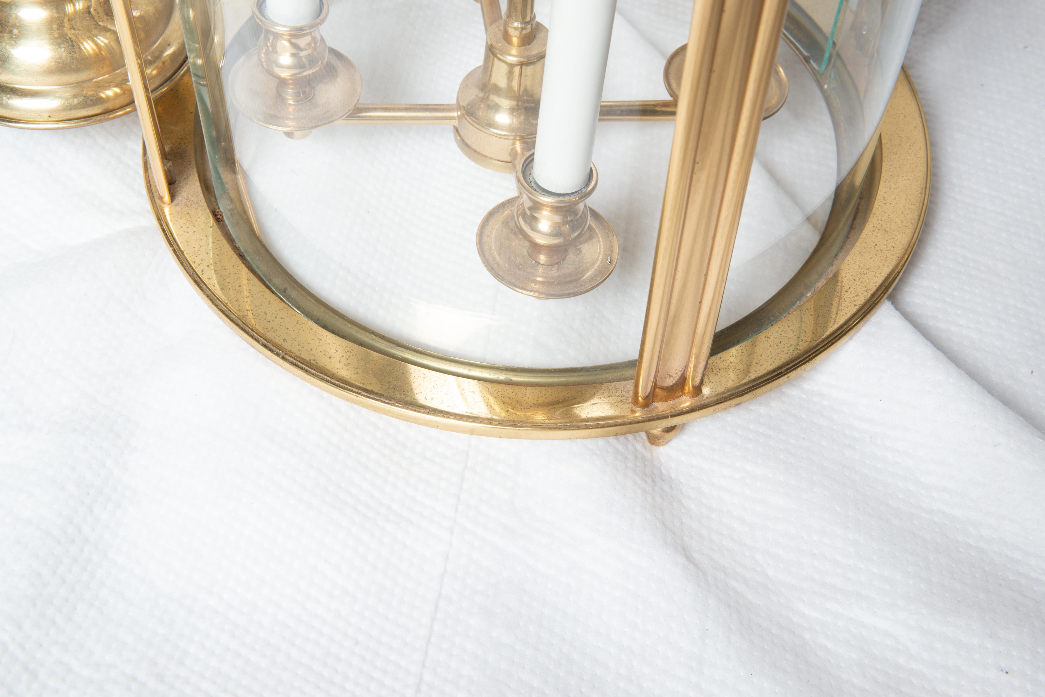 Two Classical Four Light Brass Lanterns, Cylindrical For Sale 8