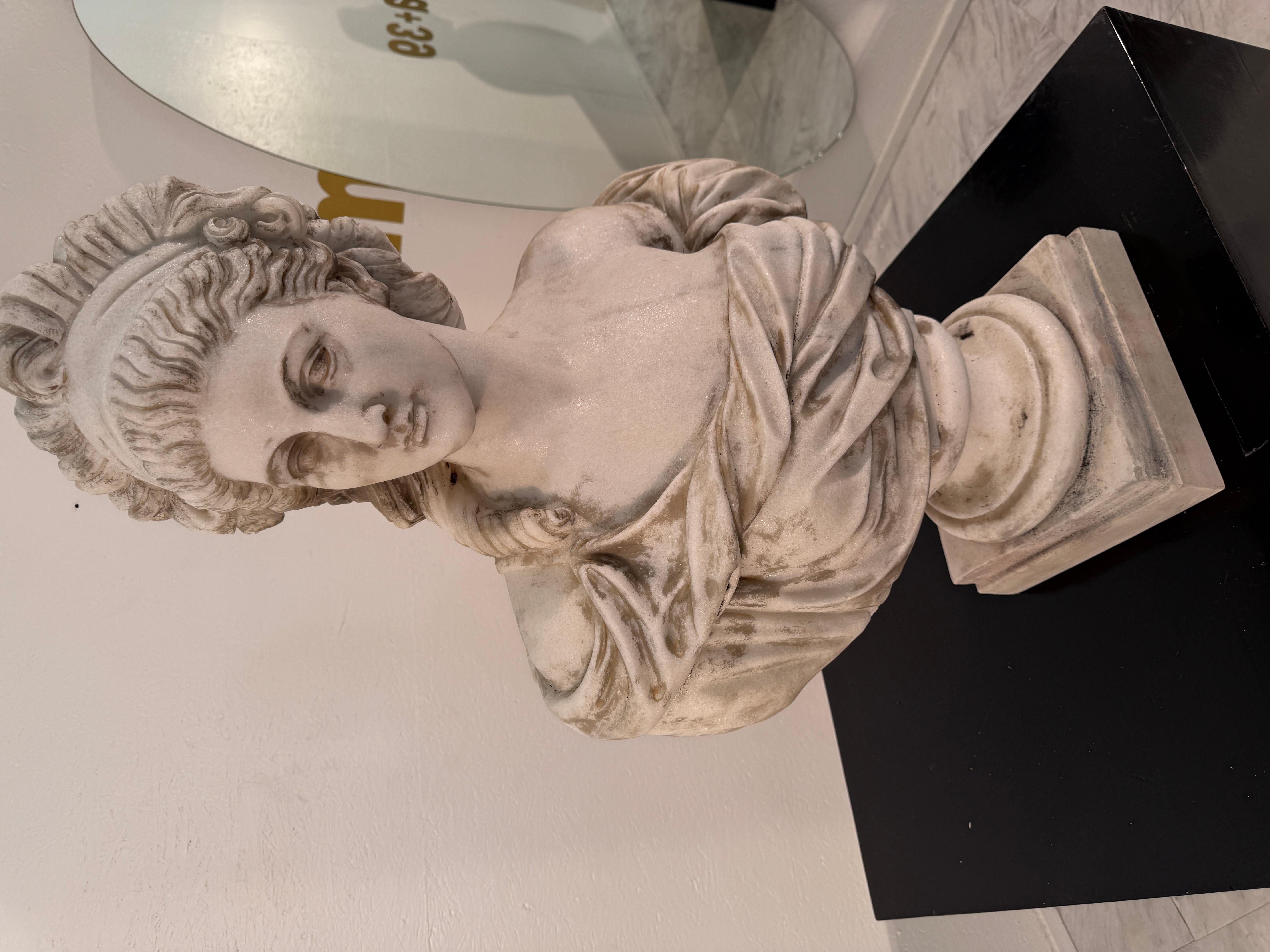Modern Two Classical White Marble Bust of a Ladys, Italy 1950s For Sale