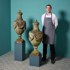 Two Coade Style Lidded Urns