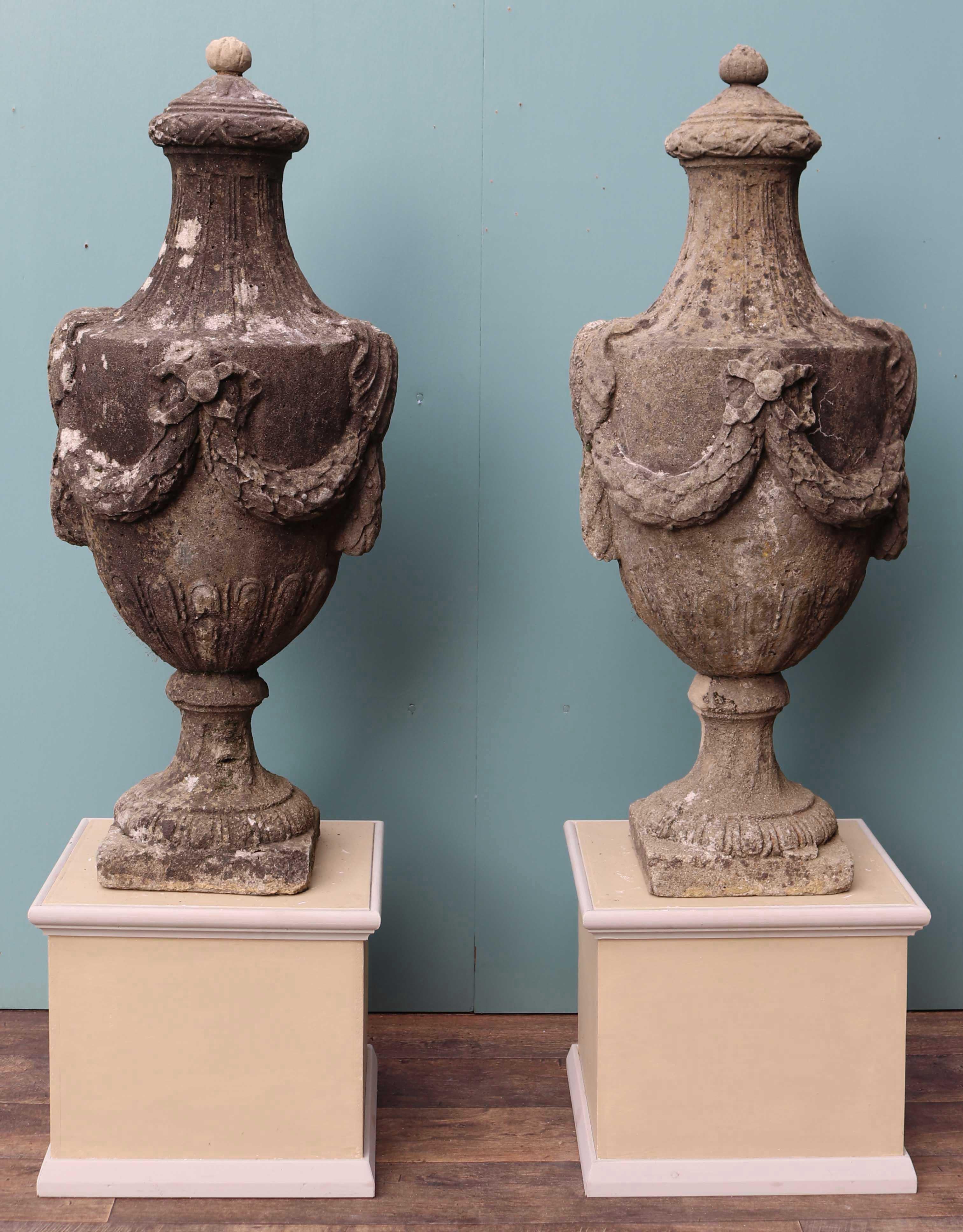 Two Coade Style Lidded Urns For Sale 1