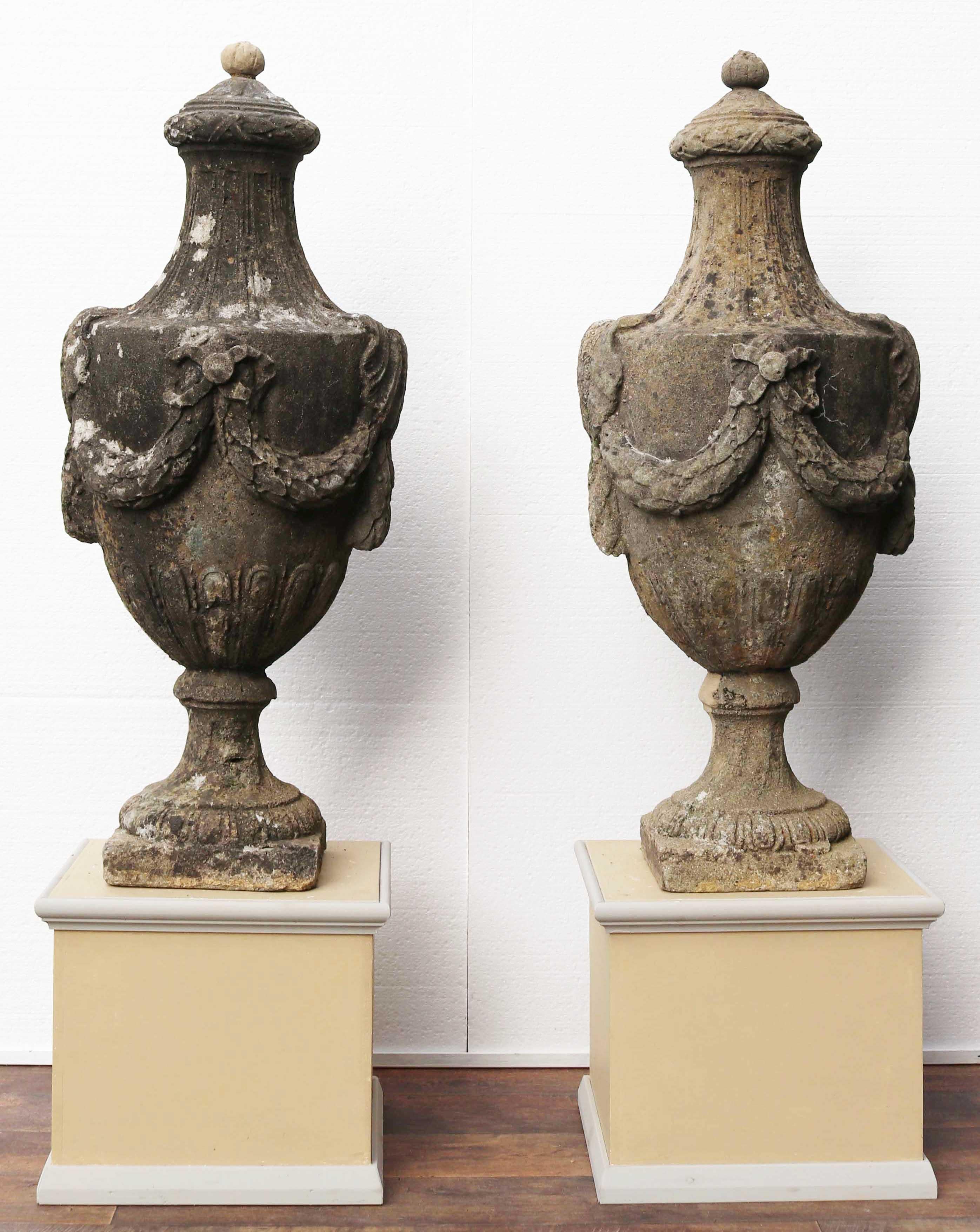 Two Coade Style Lidded Urns For Sale 2