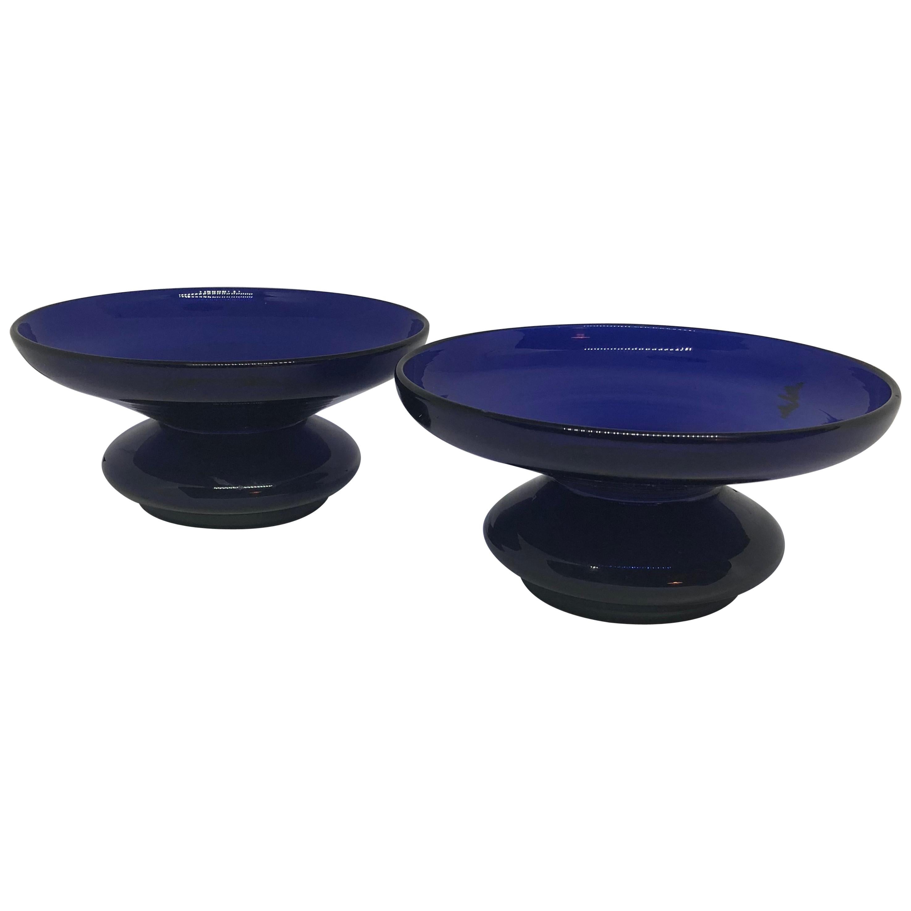 Two cobalt blue candy bowls, 19th century, Sweden.