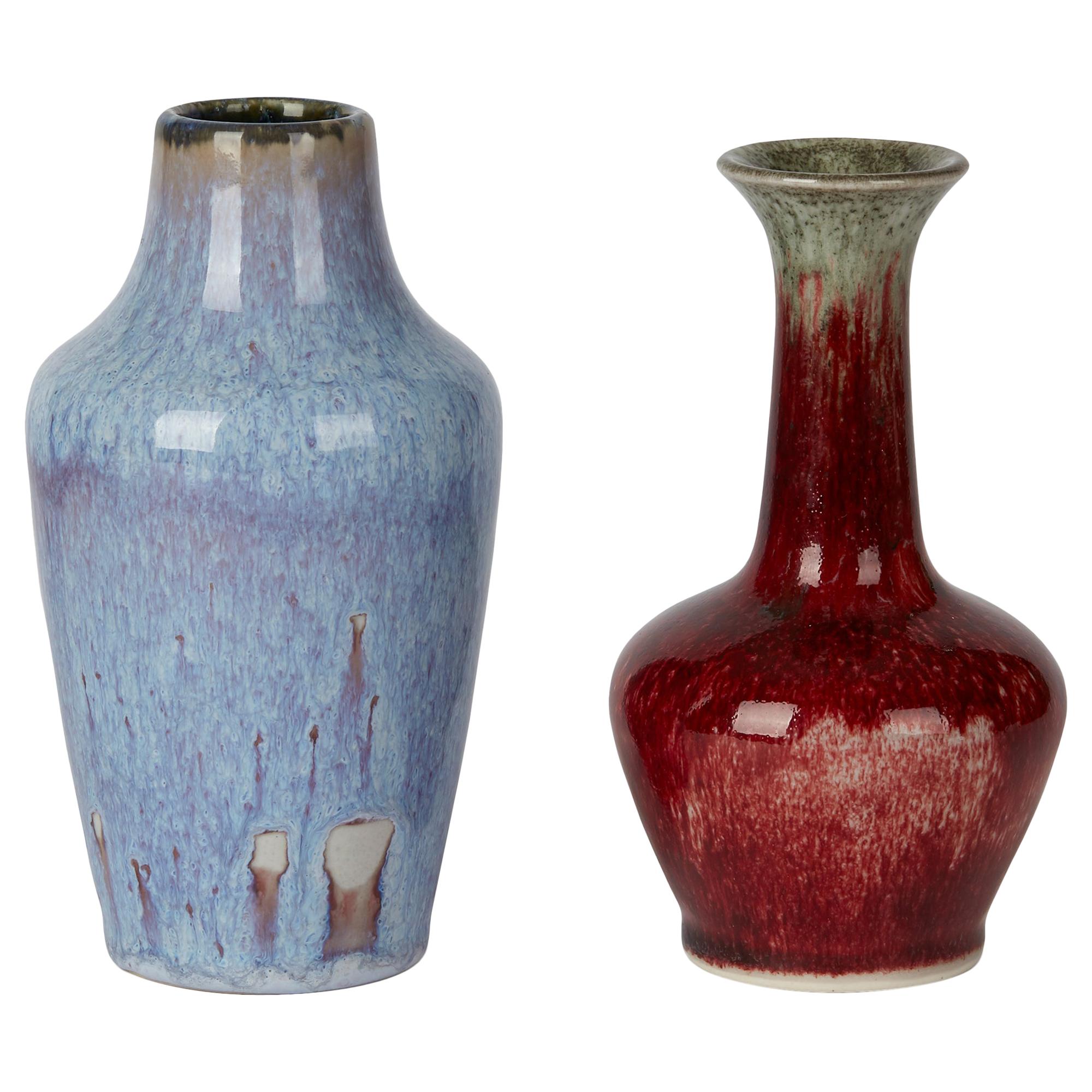 Two Cobridge Moorcroft Ruskin Drip Glazed Art Pottery Vases