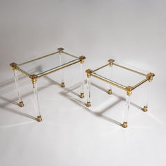 Two Coffee Tables in Plexiglass and Brass, probably Italy, Late 20th Century