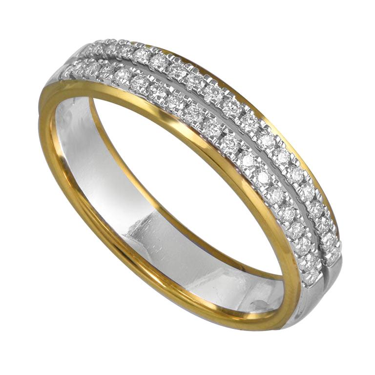 18K Yellow White Gold Diamond Half Eternity Wedding Engagement Band ...