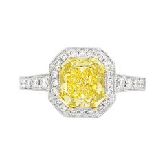 Two-Color Gold, Fancy Yellow Diamond and Diamond Ring