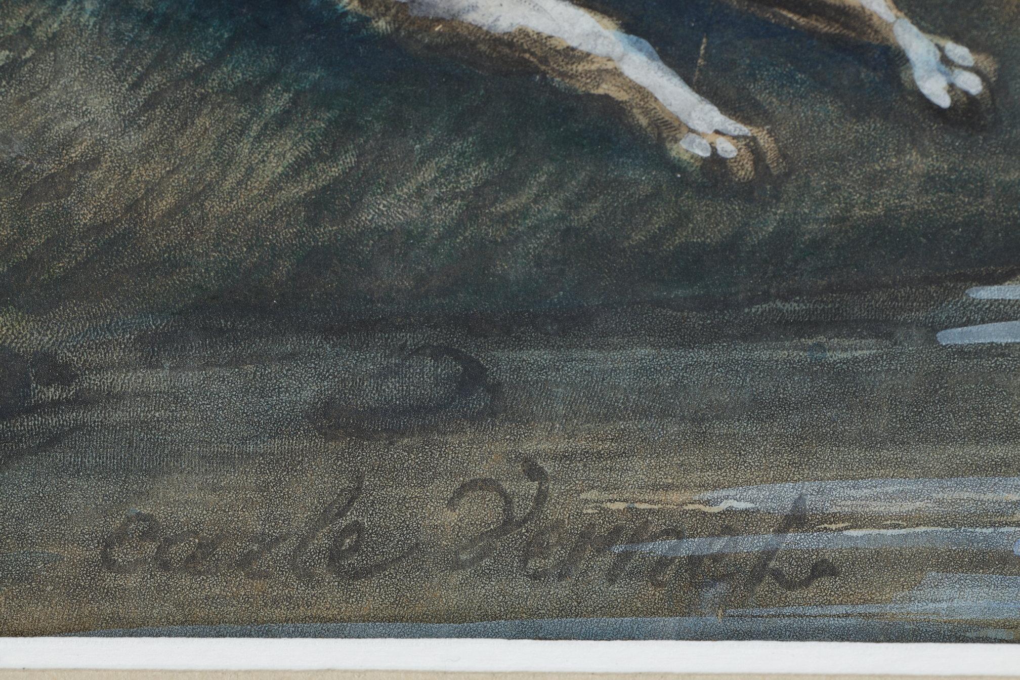 Two colored engravings enhanced with gouache, signed Carle Vernet For Sale 6
