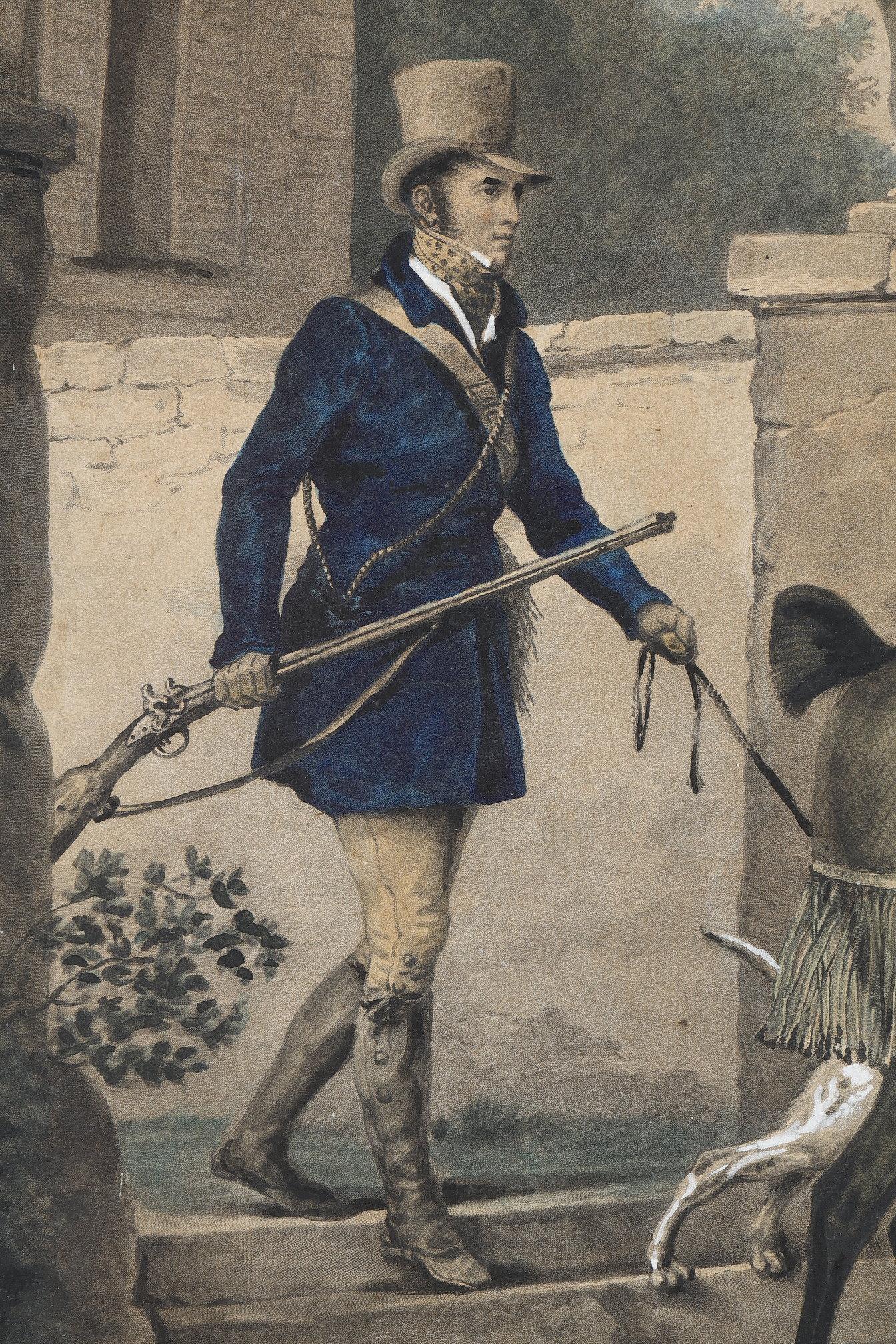 Two colored engravings enhanced with gouache, signed Carle Vernet For Sale 8