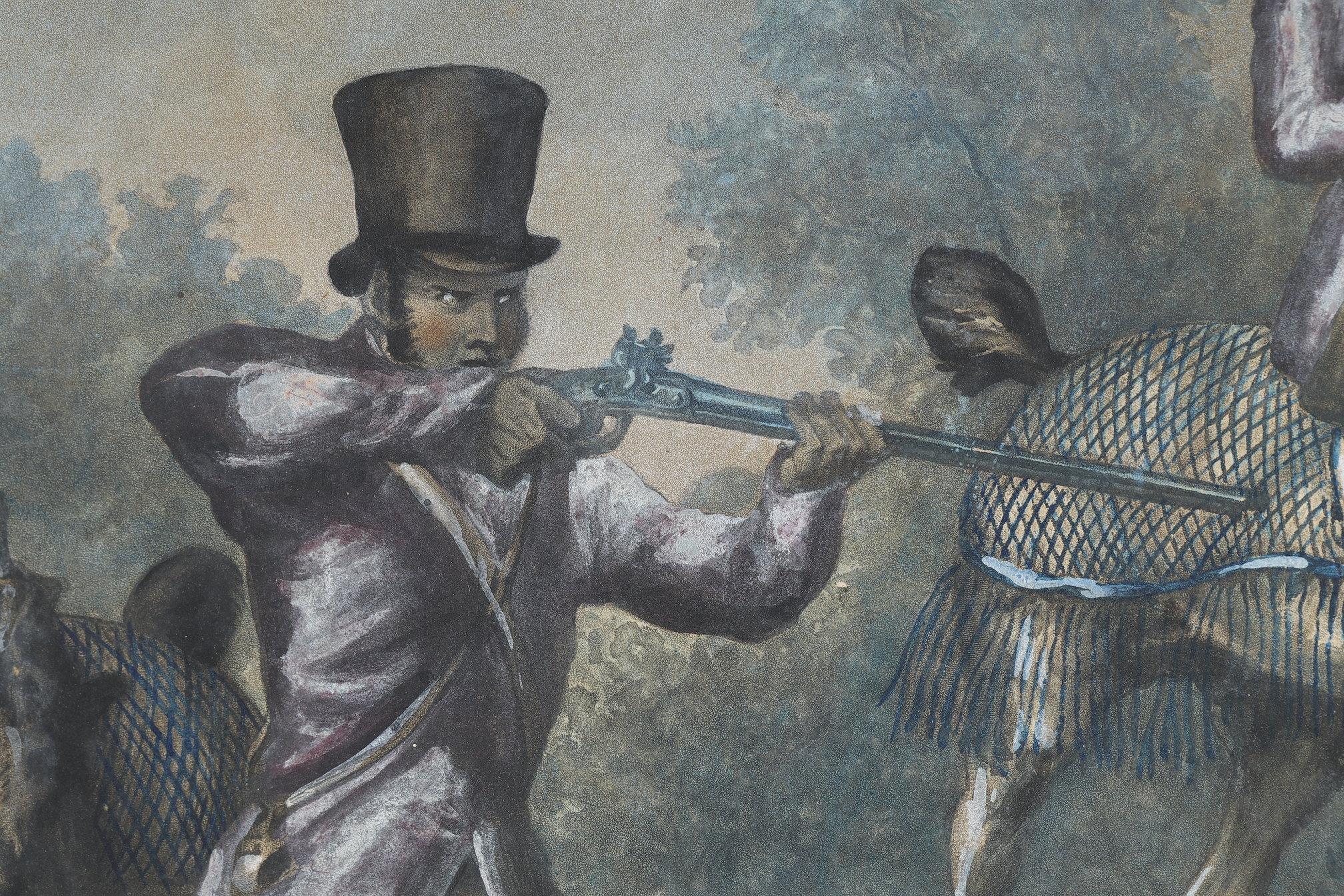 Two colored engravings enhanced with gouache, signed Carle Vernet For Sale 1