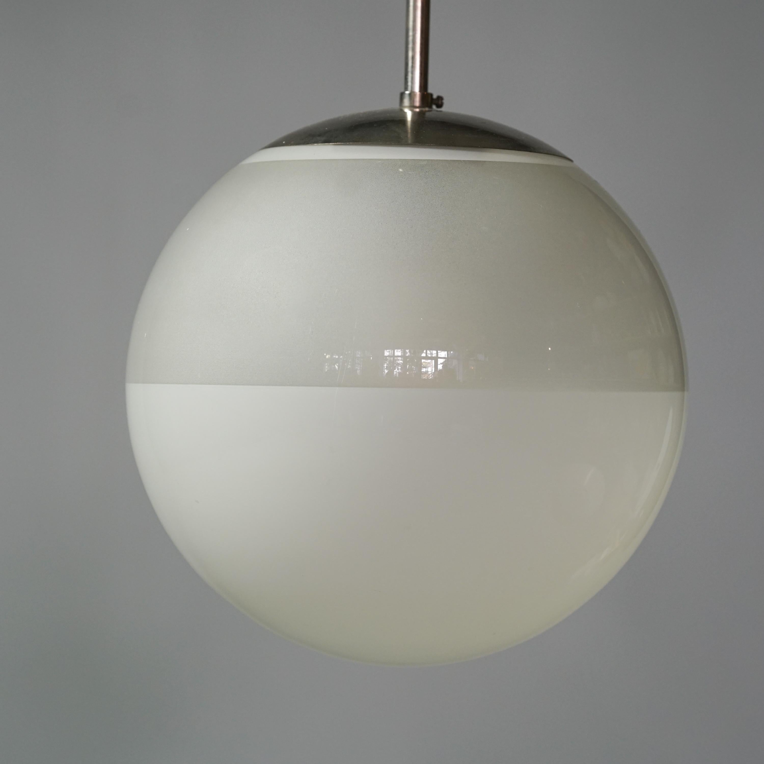 Finnish Two Colored Glass and Metal Pendant, Paavo Tynell, 1930/1940s For Sale