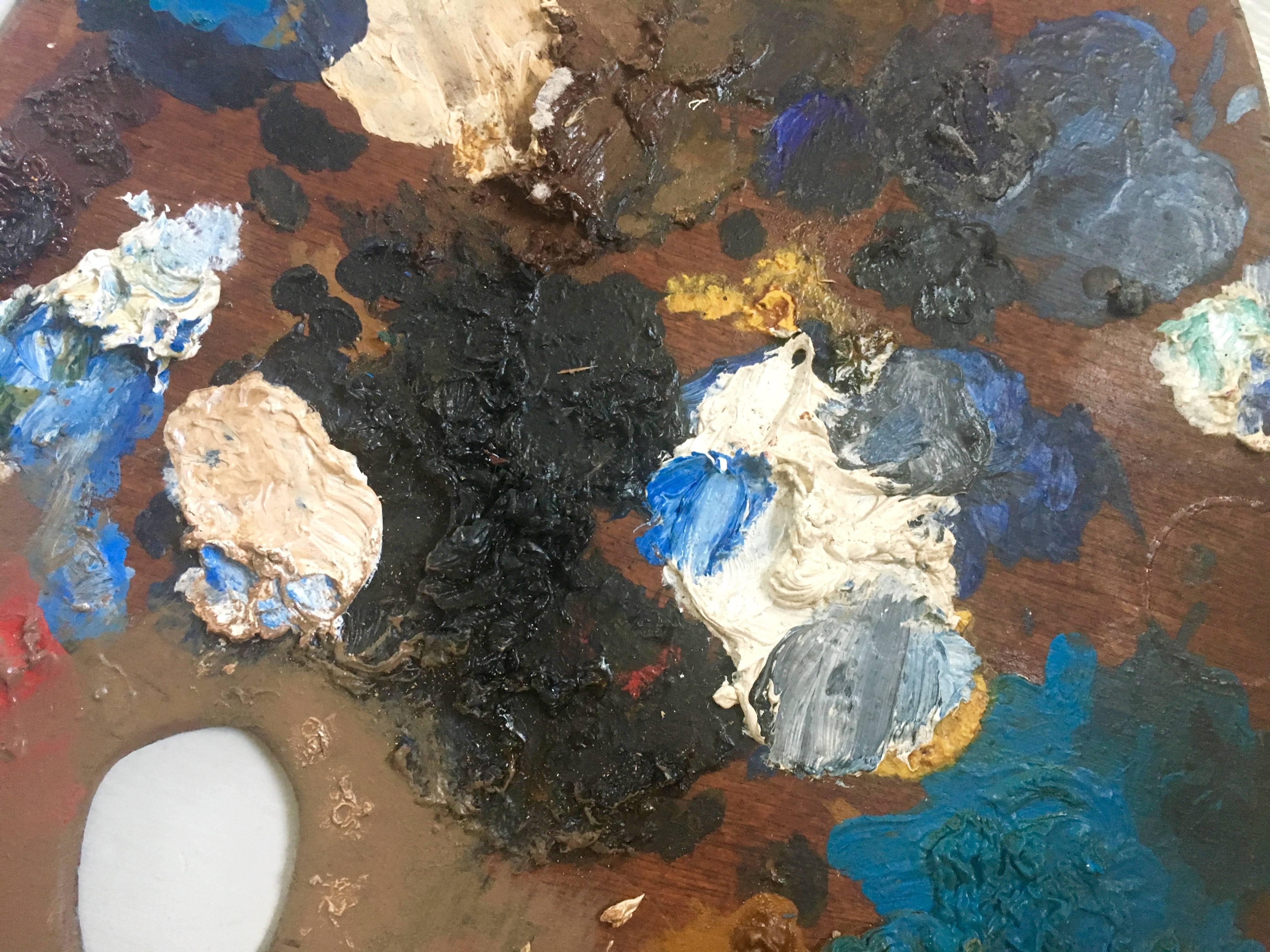 Two Colorful French Artist's Painting Palettes with Heavy Impasto 3