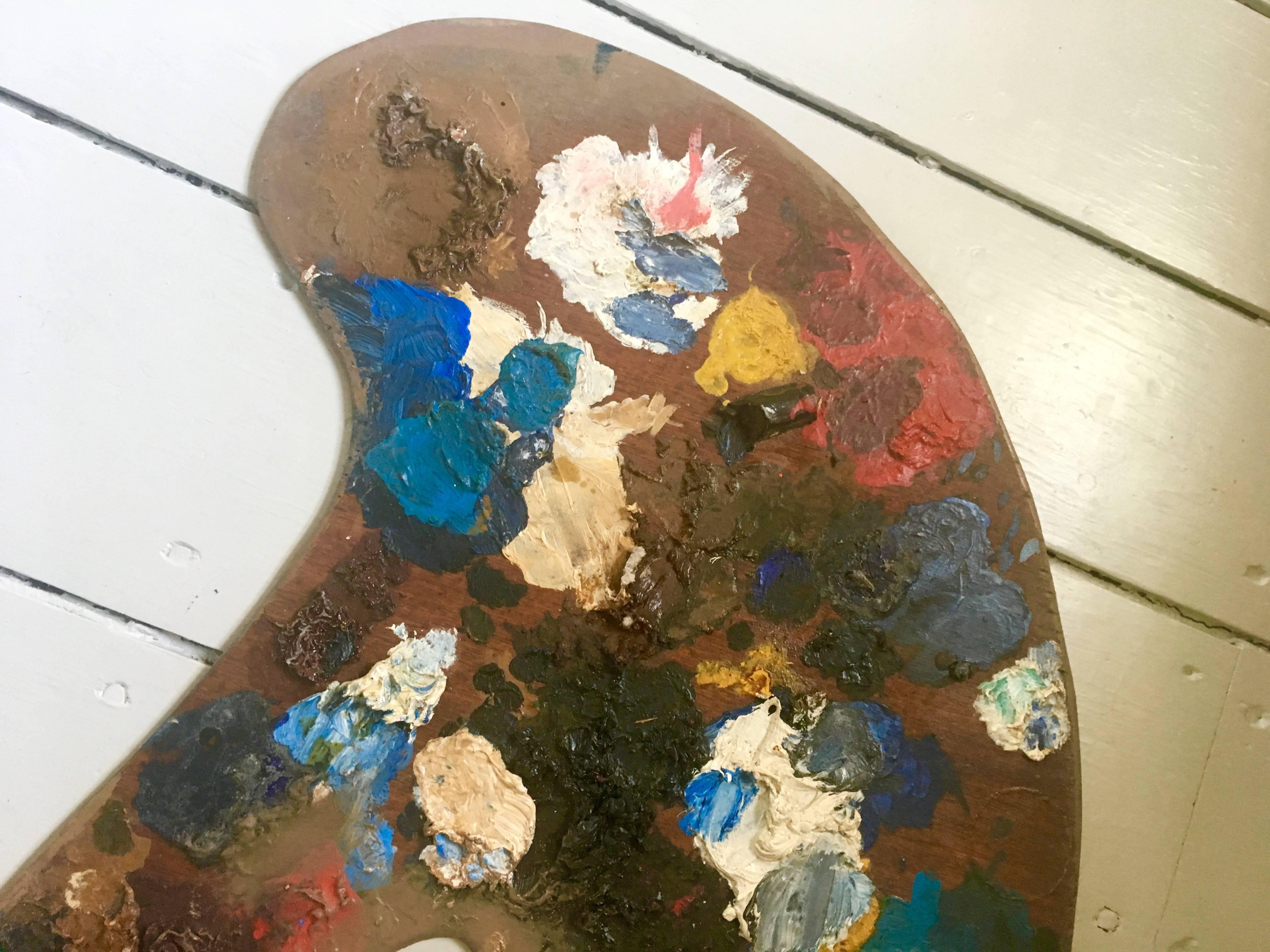 Two Colorful French Artist's Painting Palettes with Heavy Impasto 2