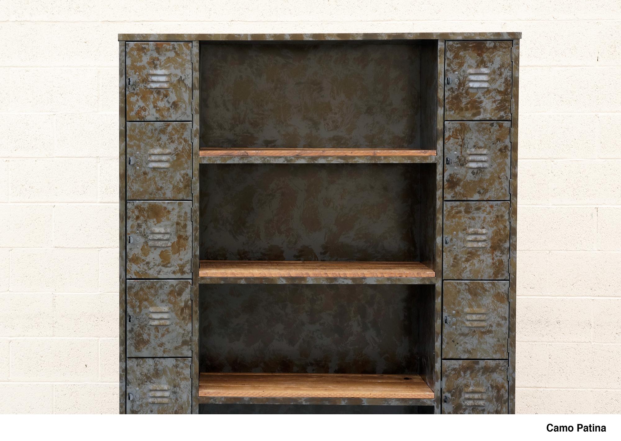 Contemporary Two-Column Wood & Steel Locker and Shelf Unit, Custom Order For Sale