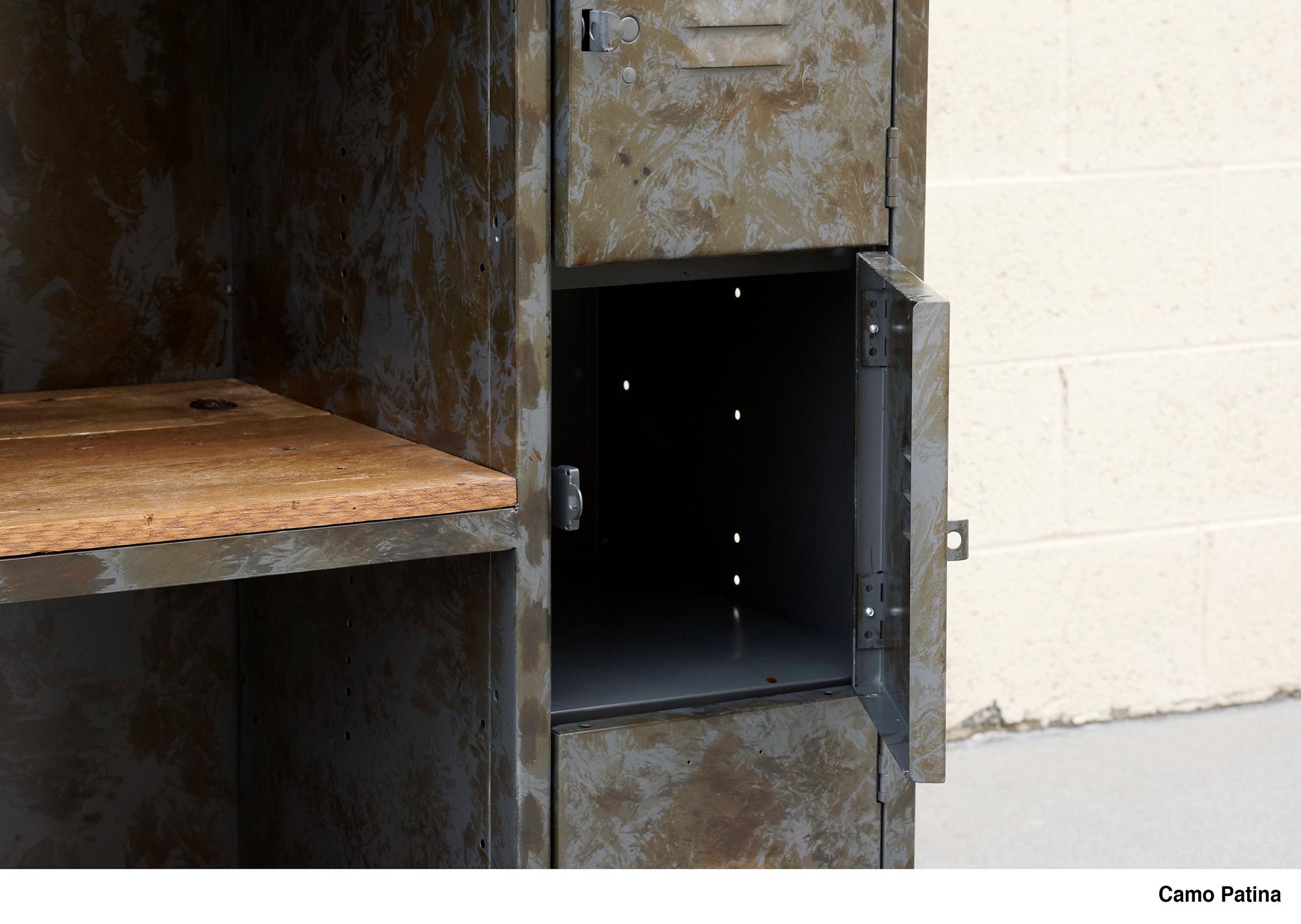 Two-Column Wood & Steel Locker and Shelf Unit, Custom Order (Stahl) im Angebot