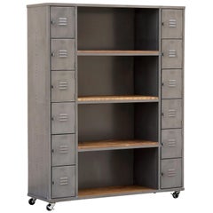 Two-Column Wood & Steel Locker and Shelf Unit, Custom Order