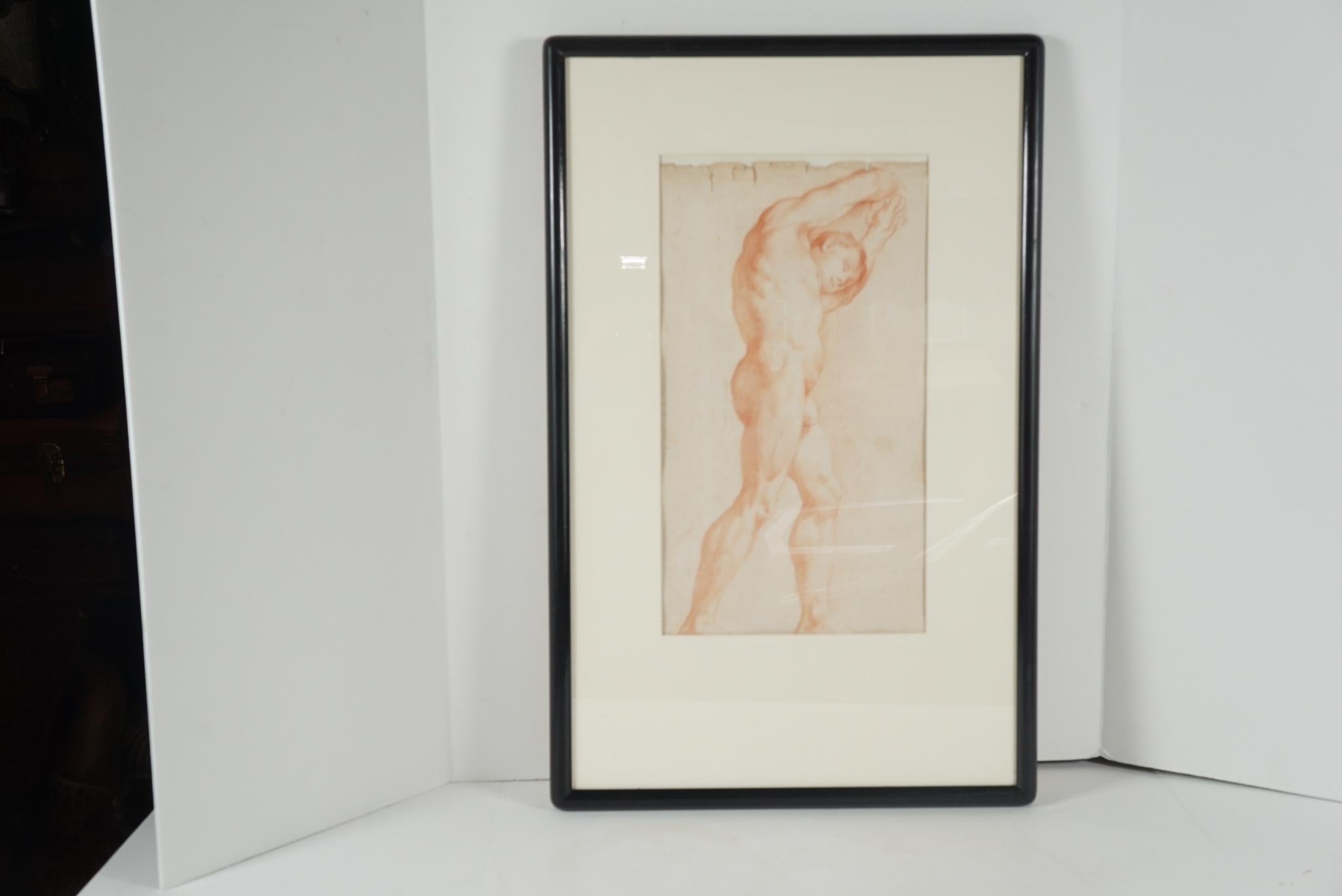 Paper Two Companion French Sanguine Drawings, circa 1800 For Sale