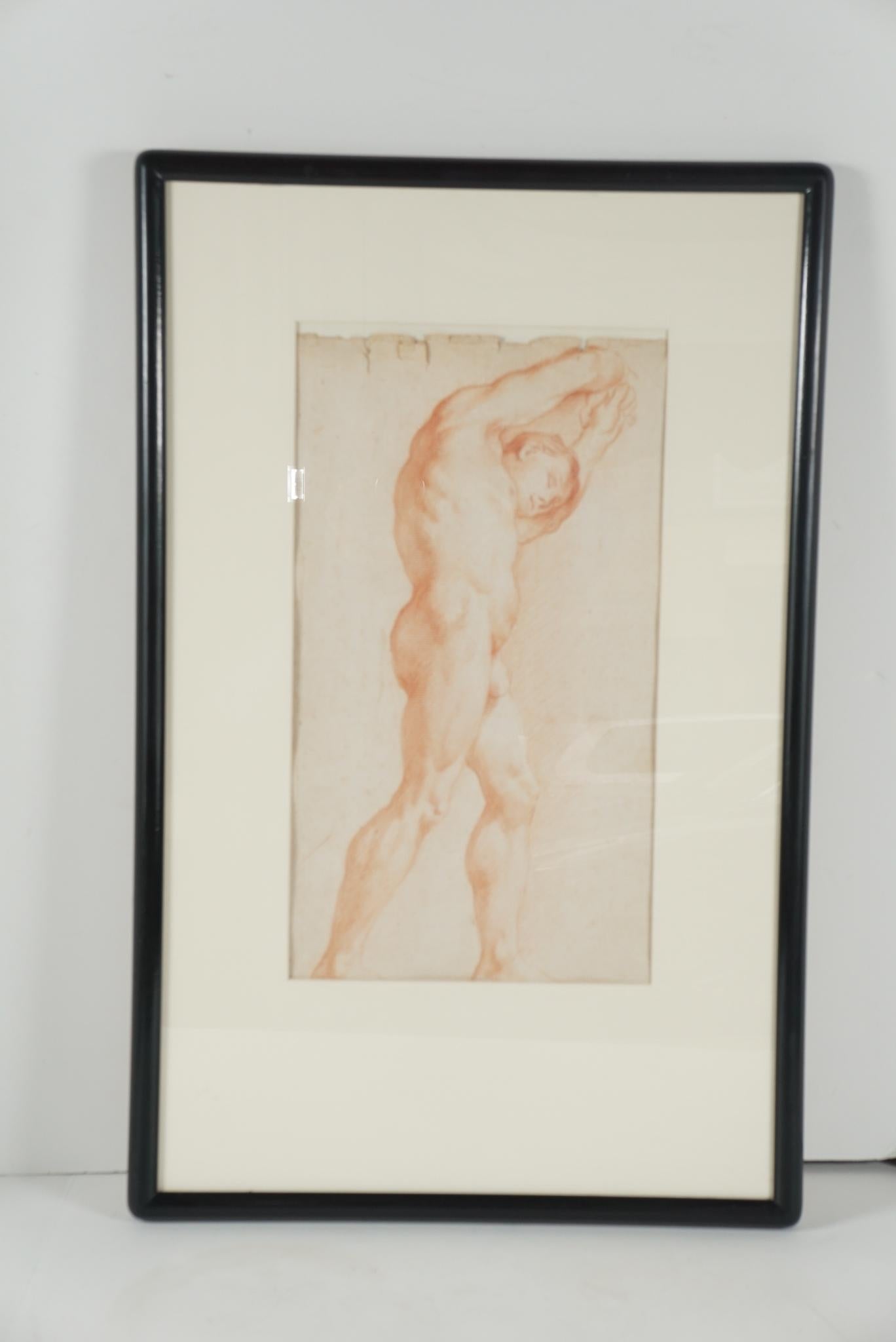 Two Companion French Sanguine Drawings, circa 1800 For Sale 1