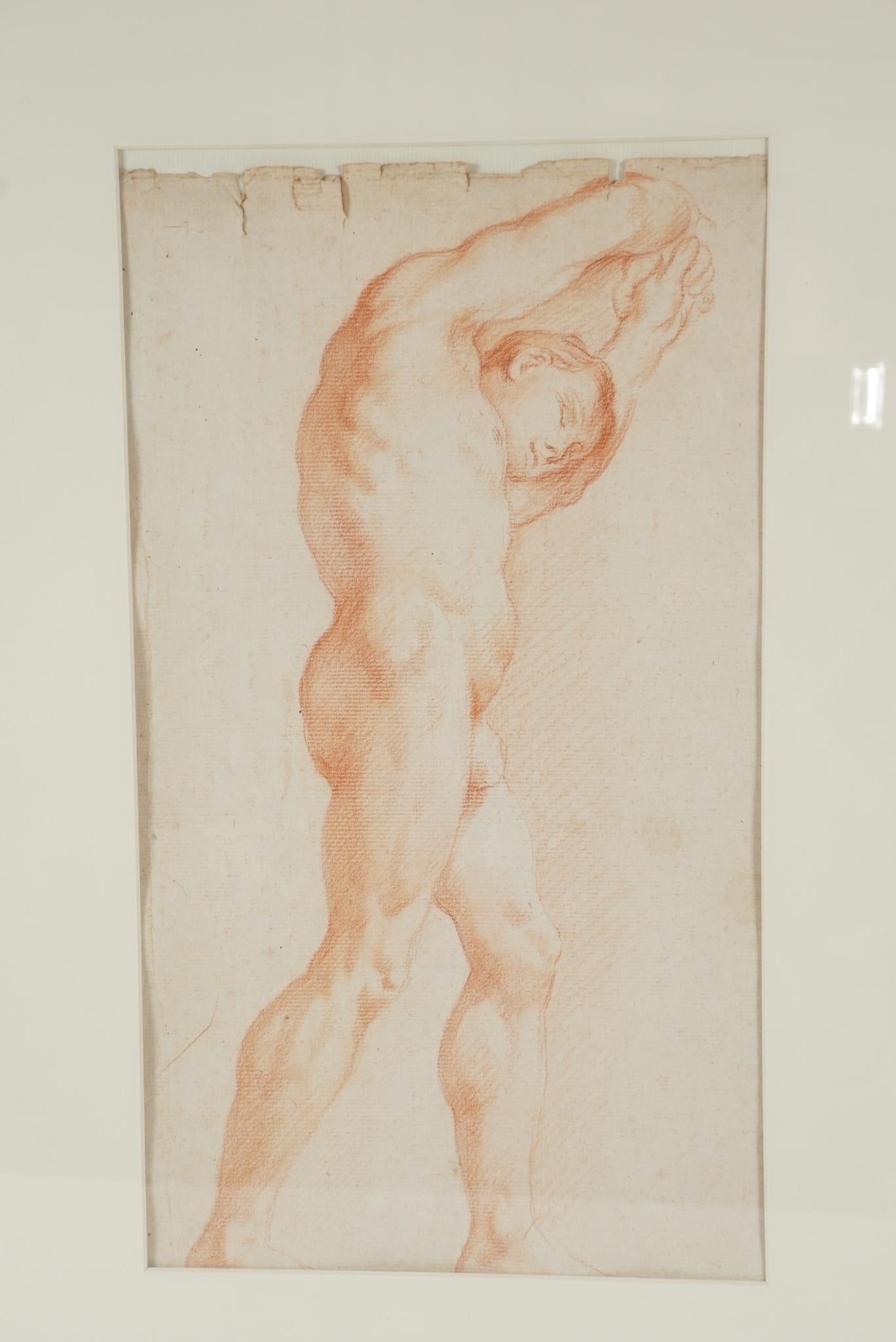 Two Companion French Sanguine Drawings, circa 1800 For Sale 2