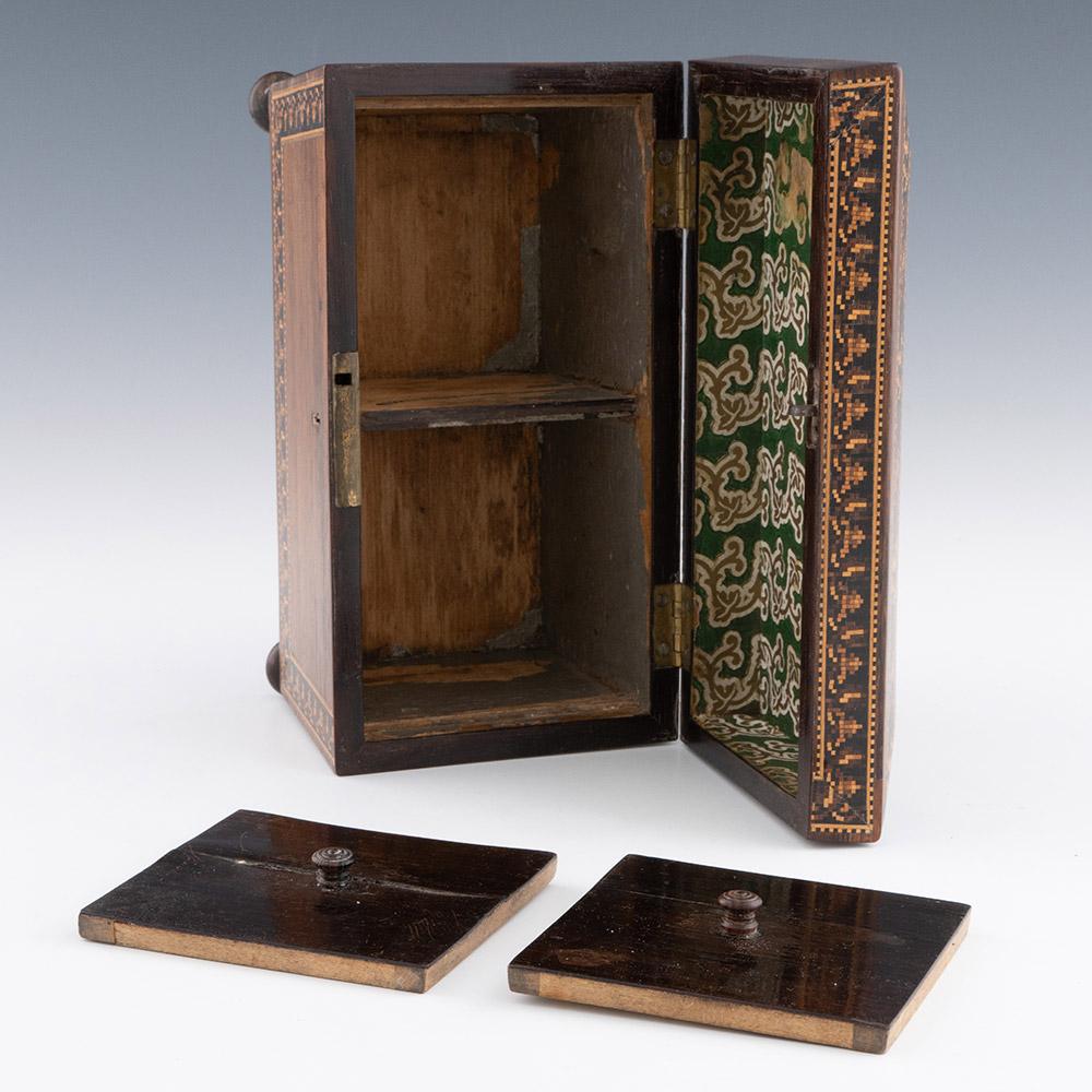 Porta tè a due scomparti di Tunbridge Ware, 1860 ca. in vendita 1