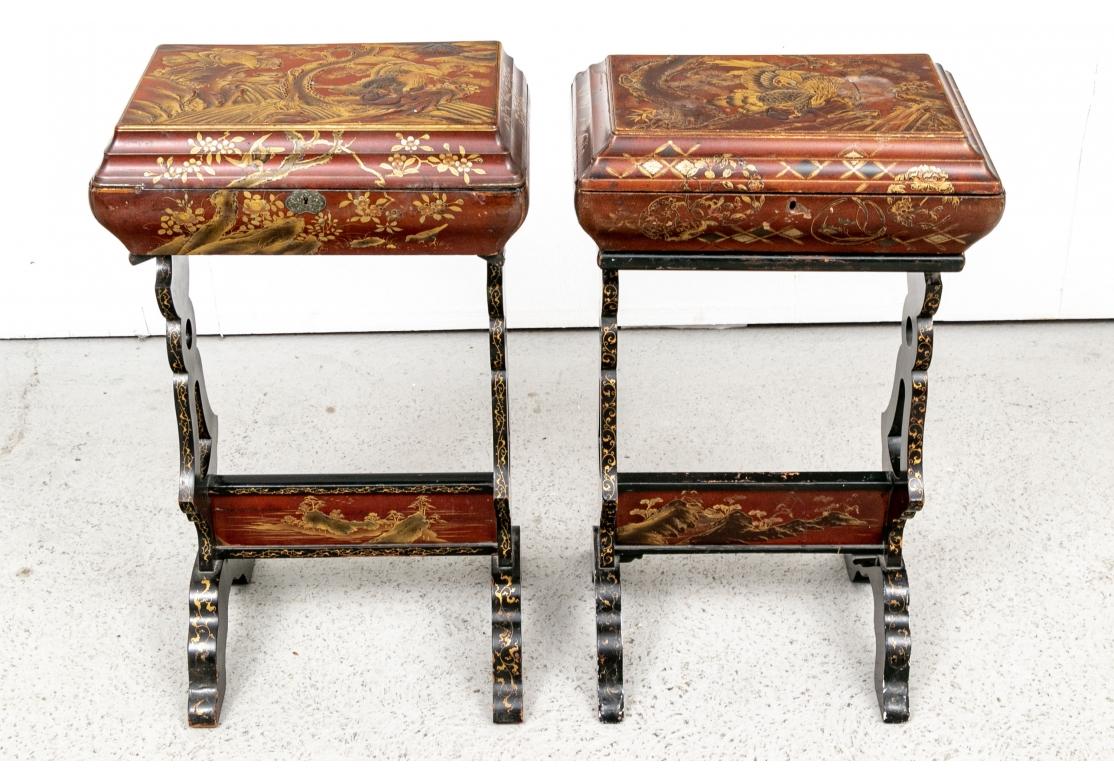 Gilt Two Compatible Japanese Lacquered Calligraphy Stands For Sale
